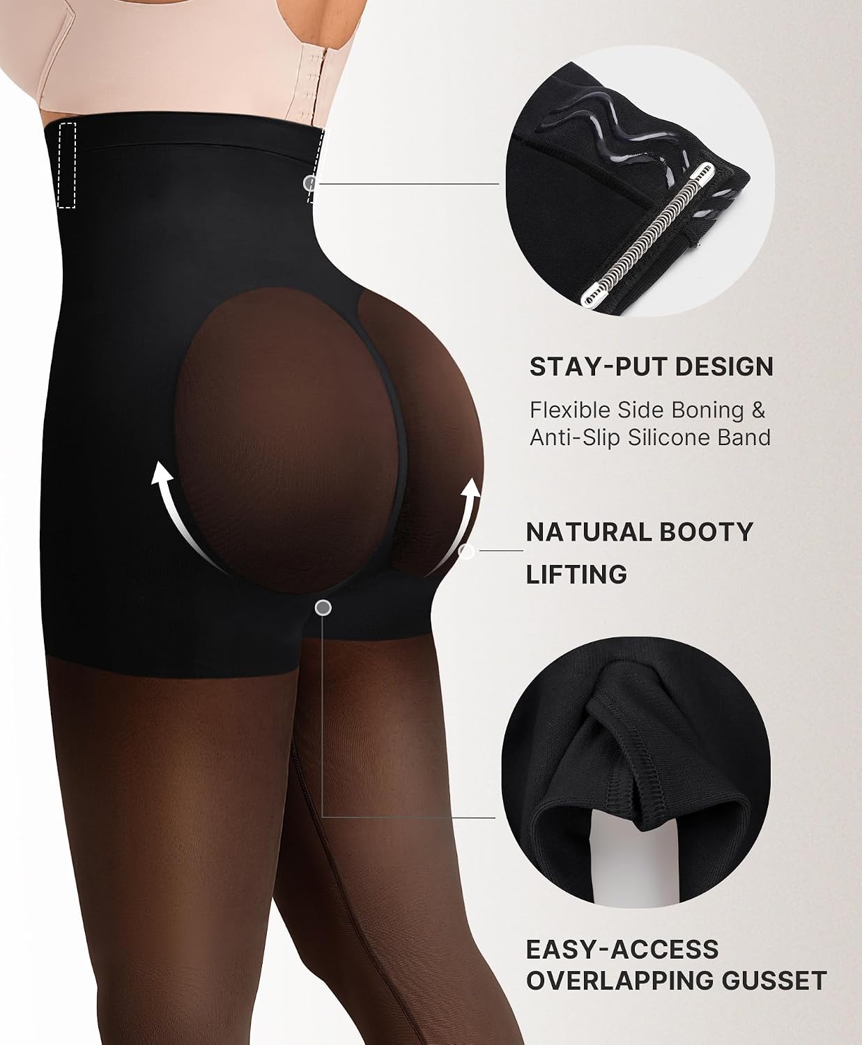 SHAPELLX High Waist Tummy Control Shapewear Tights — image 5