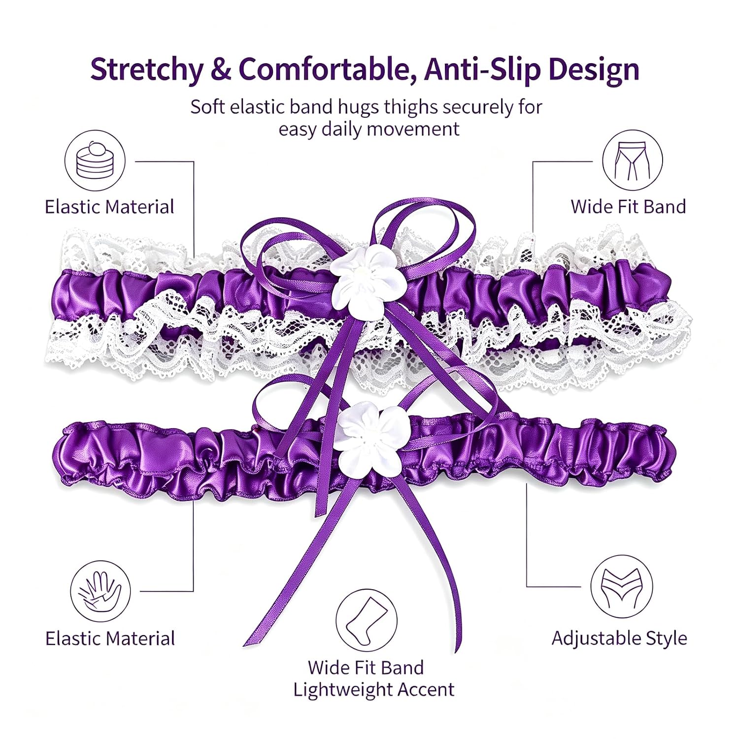 ZYXNYGV Lace Pearl Satin Leg Garters Set — image 2