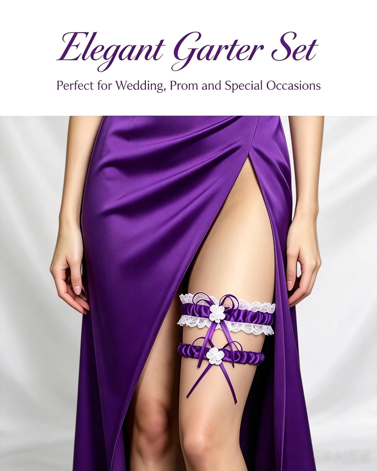 ZYXNYGV Lace Pearl Satin Leg Garters Set — image 8