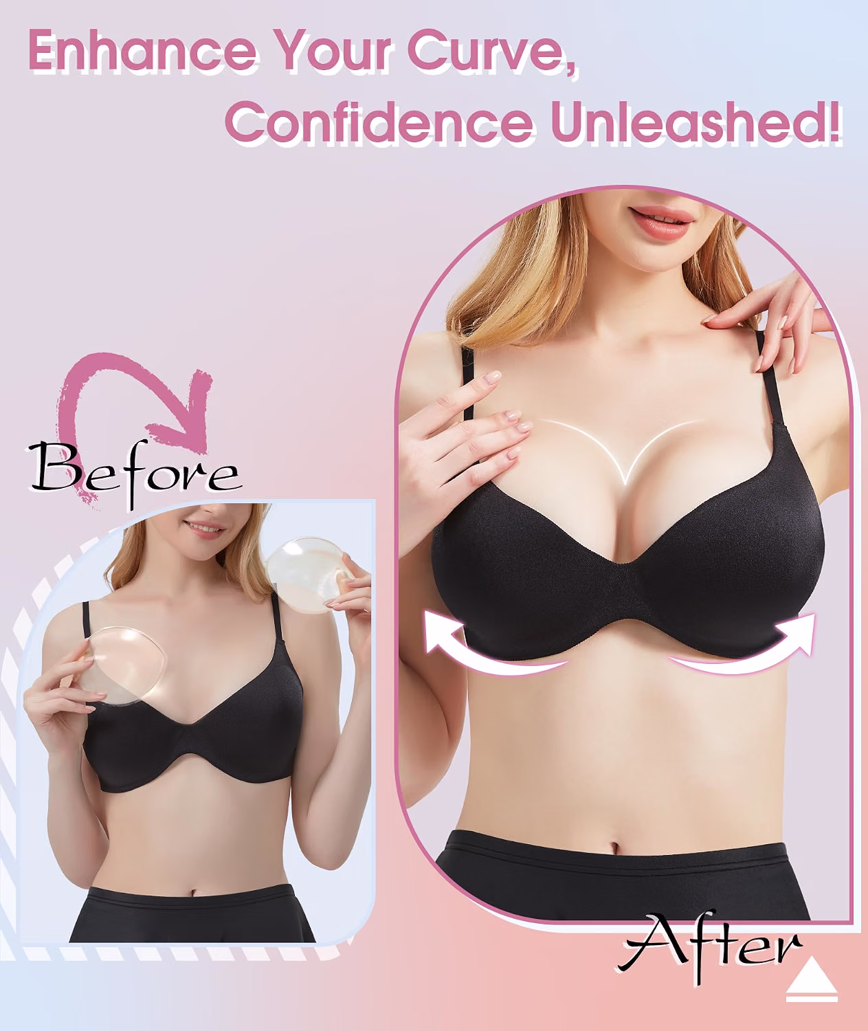 OXYSAIKO Clear Silicone Gel Push Up Bra Inserts — image 2