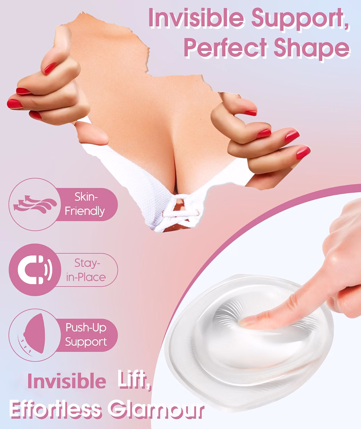 OXYSAIKO Clear Silicone Gel Push Up Bra Inserts — image 3