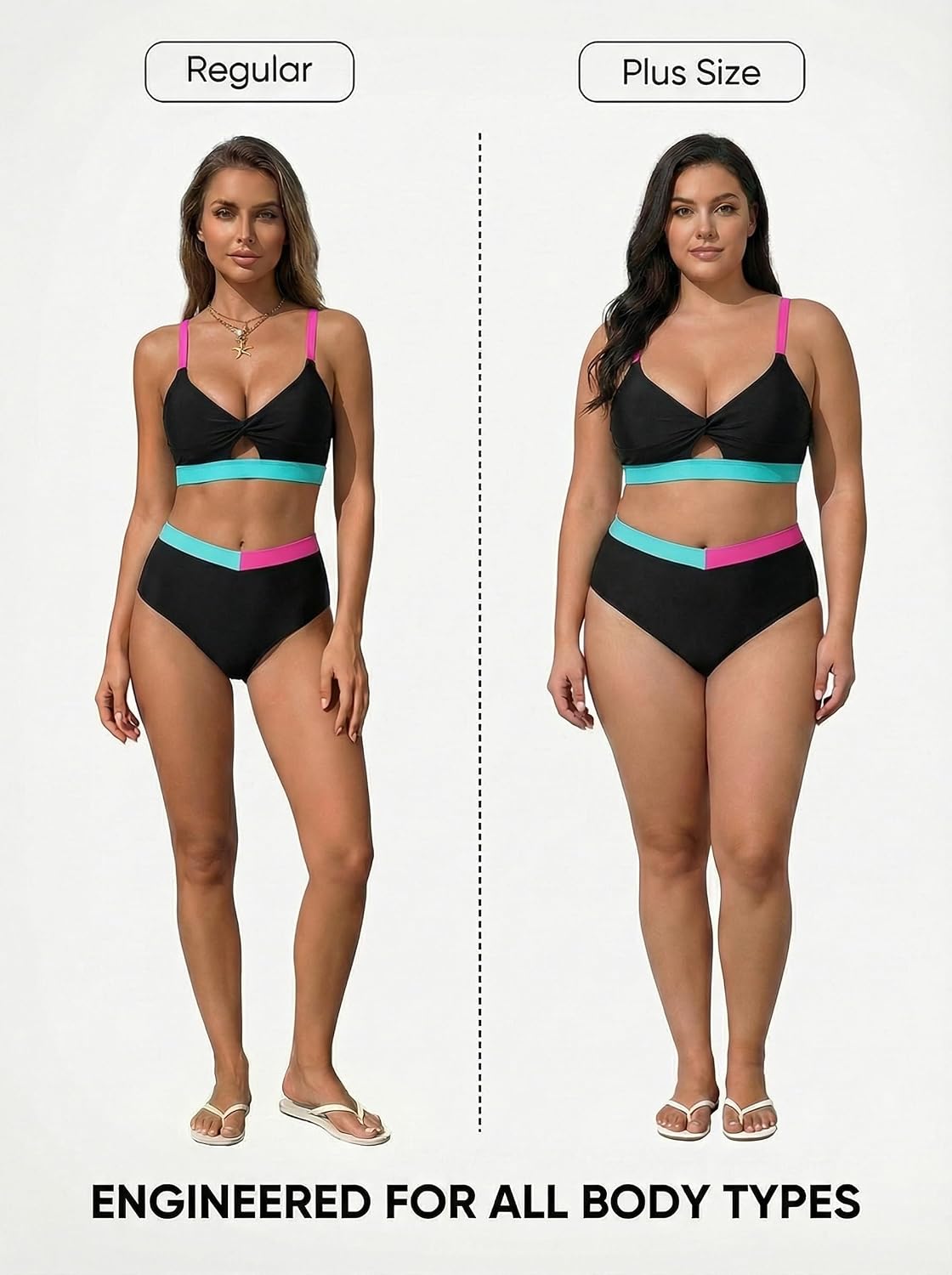 High Waisted Twist Color Block Bikini Set — image 5