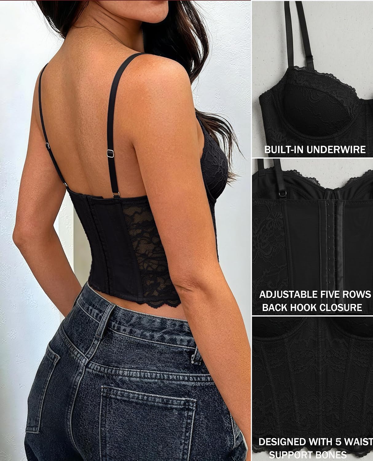 Avidlove Lace Underwire V-Neck Corset Top — image 4