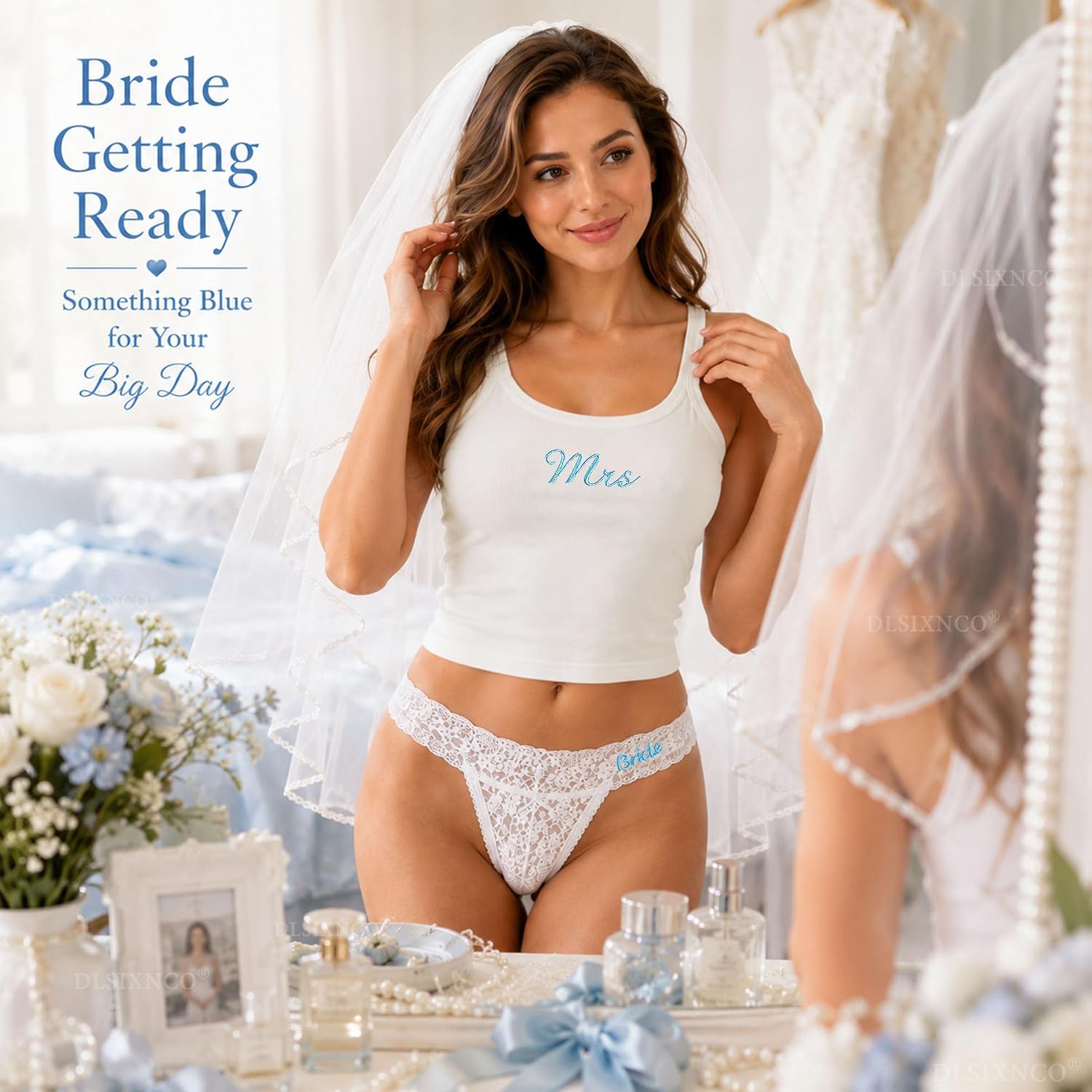 DLSIXNCO Bridal Mrs Tank and Lace Thong Set — image 3
