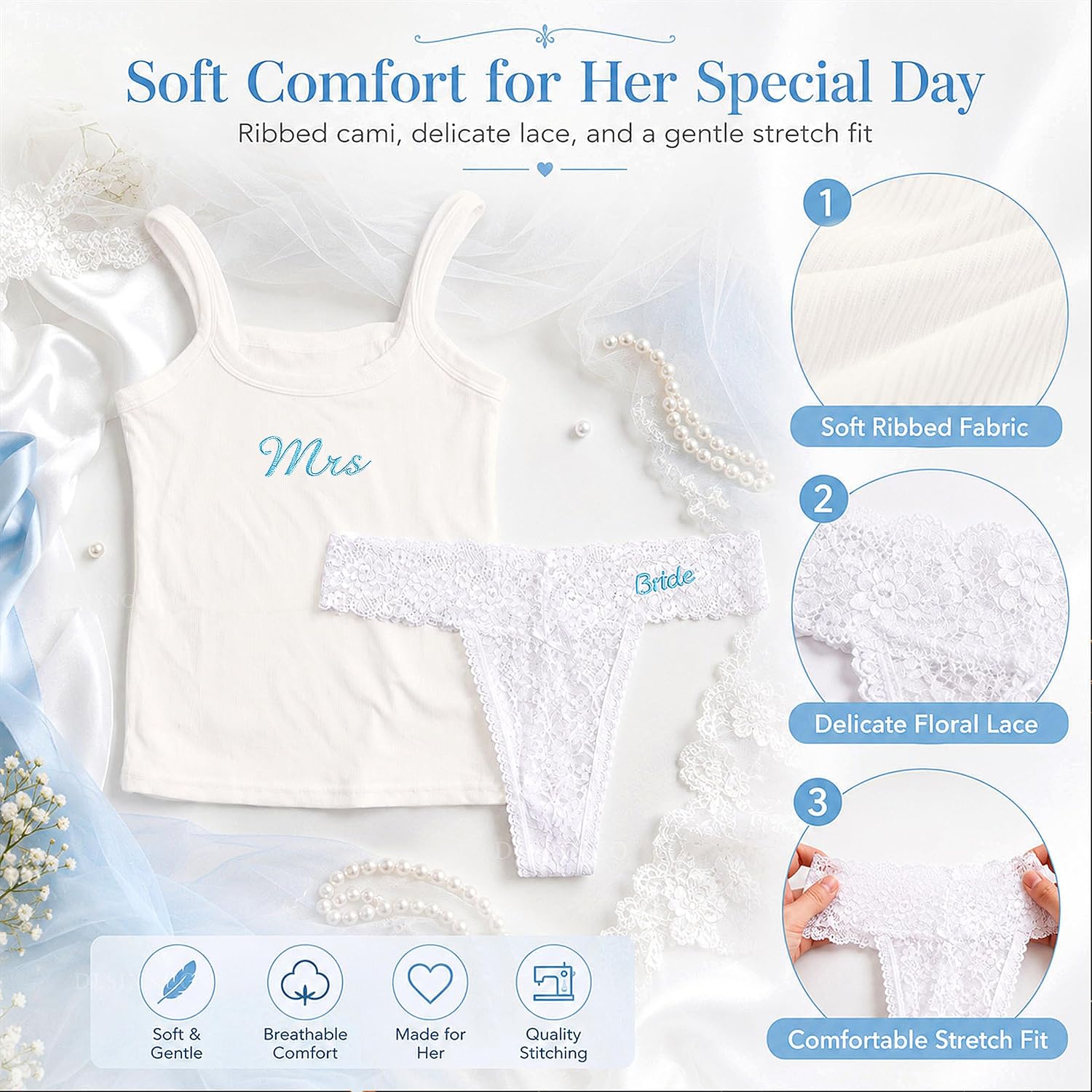 DLSIXNCO Bridal Mrs Tank and Lace Thong Set — image 5