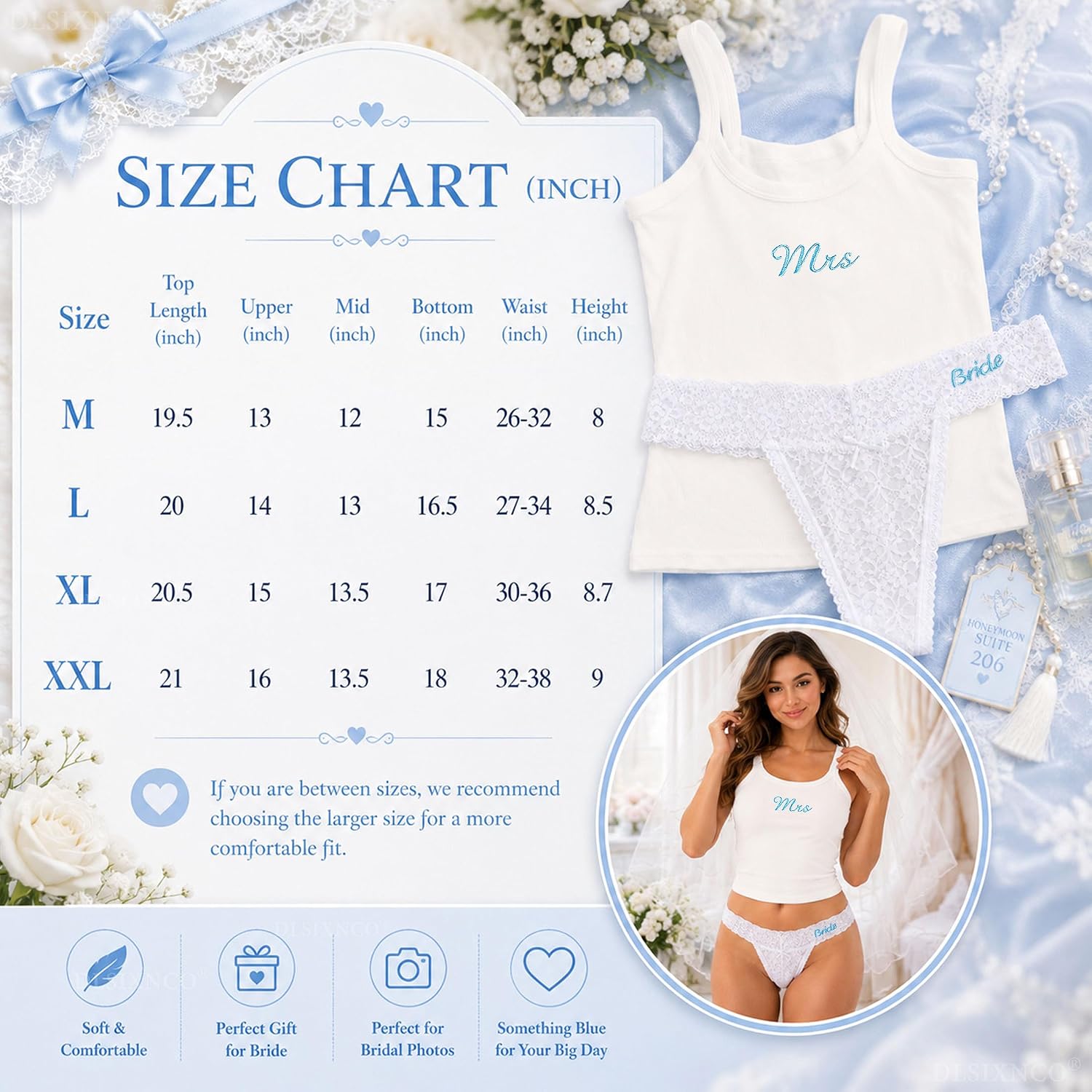 DLSIXNCO Bridal Mrs Tank and Lace Thong Set — image 6