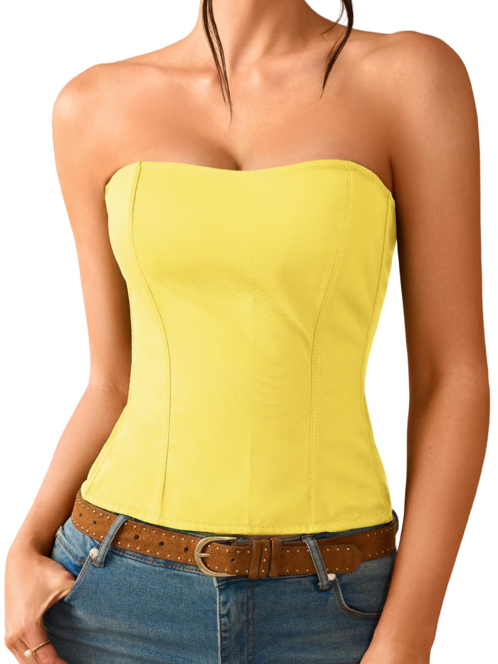 Kaei&Shi Women's Strapless Boned Corset Bustier