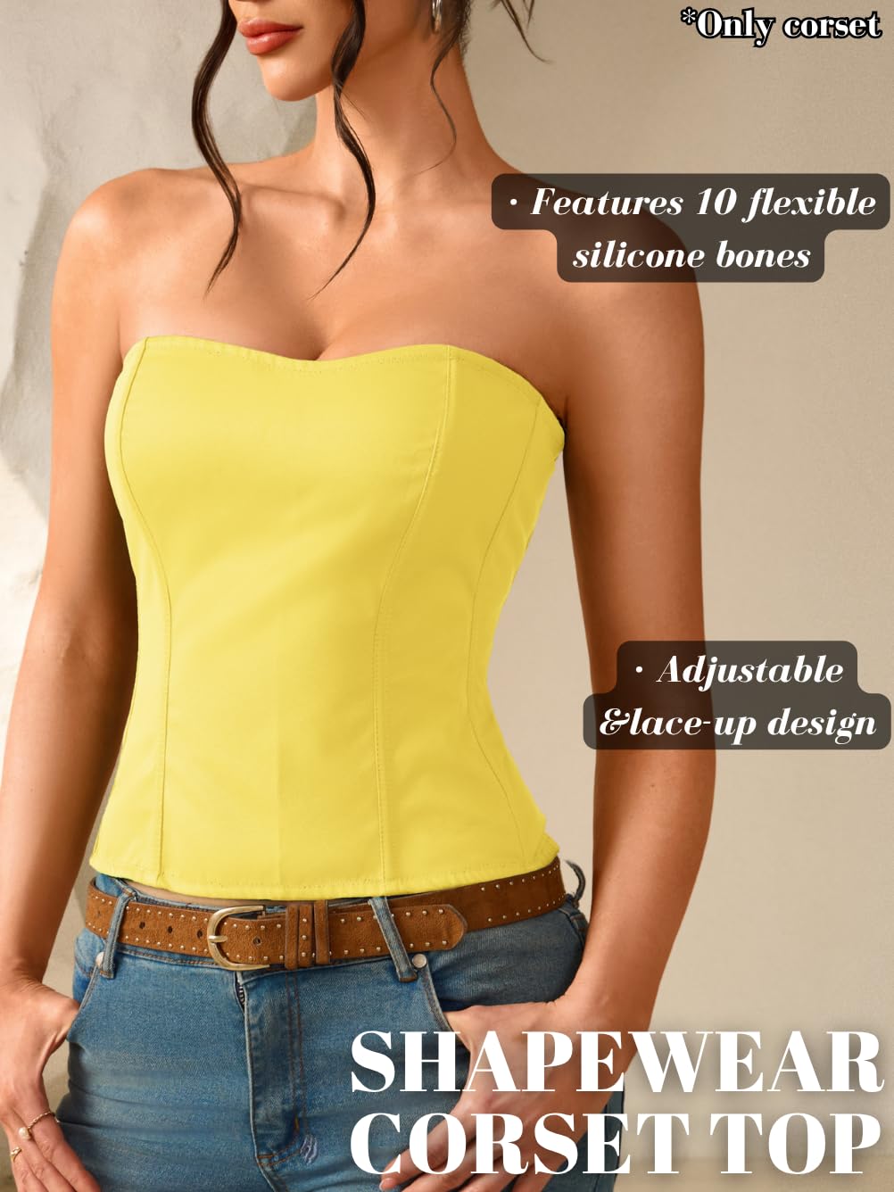 Kaei&Shi Women's Strapless Boned Corset Bustier — image 2