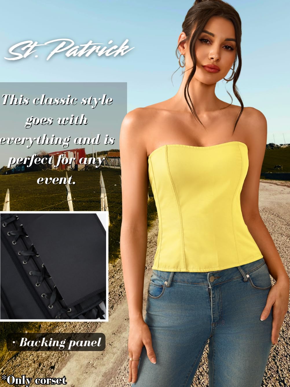 Kaei&Shi Women's Strapless Boned Corset Bustier — image 4