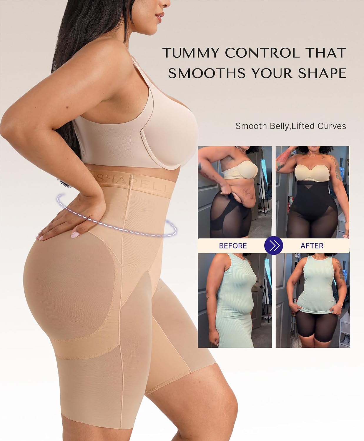 SHAPELLX High-Waisted Tummy Control Shapewear Shorts — image 2