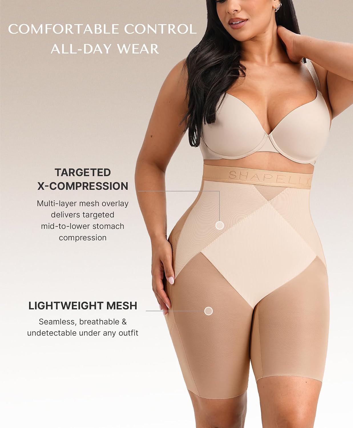 SHAPELLX High-Waisted Tummy Control Shapewear Shorts — image 3
