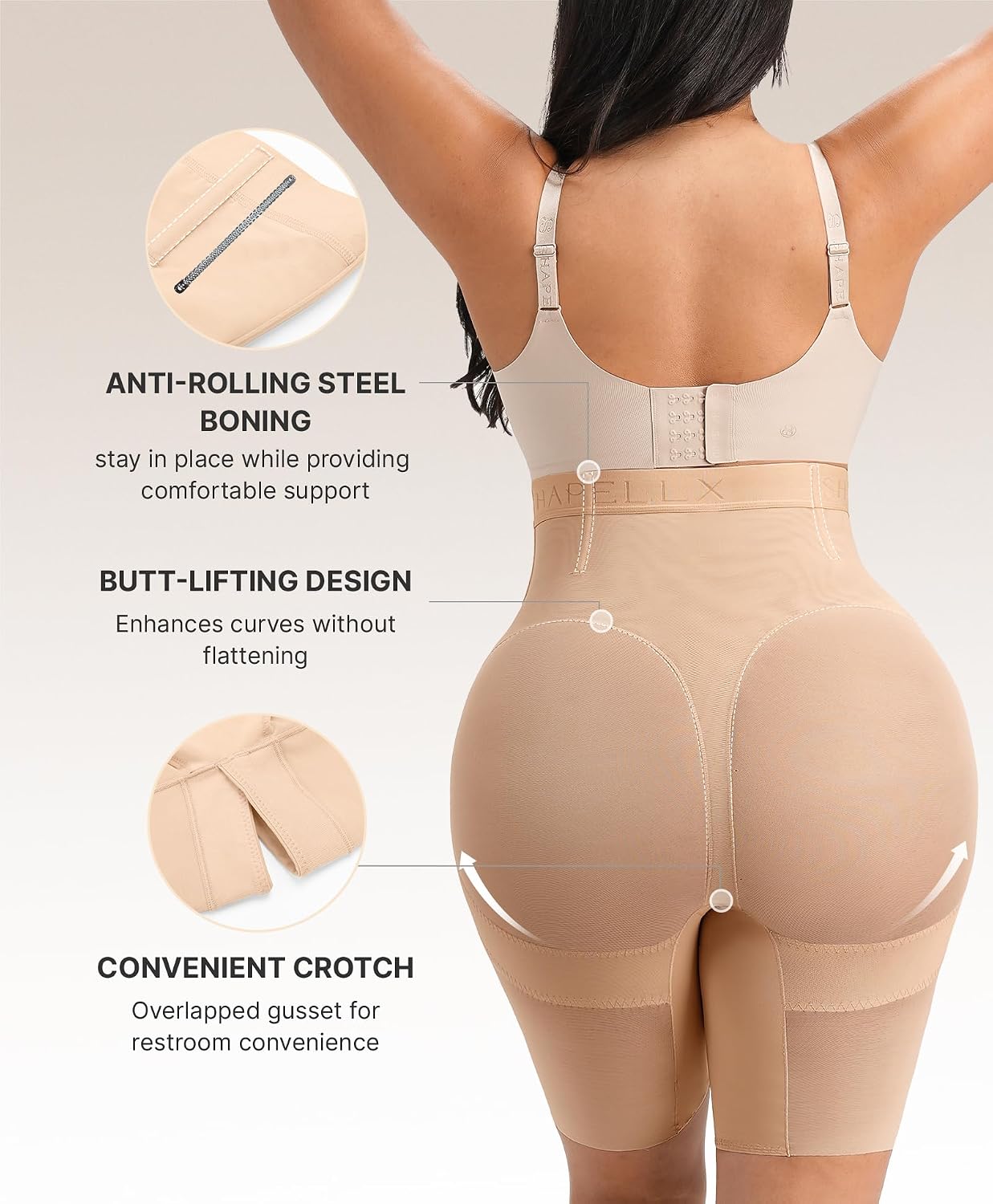 SHAPELLX High-Waisted Tummy Control Shapewear Shorts — image 4