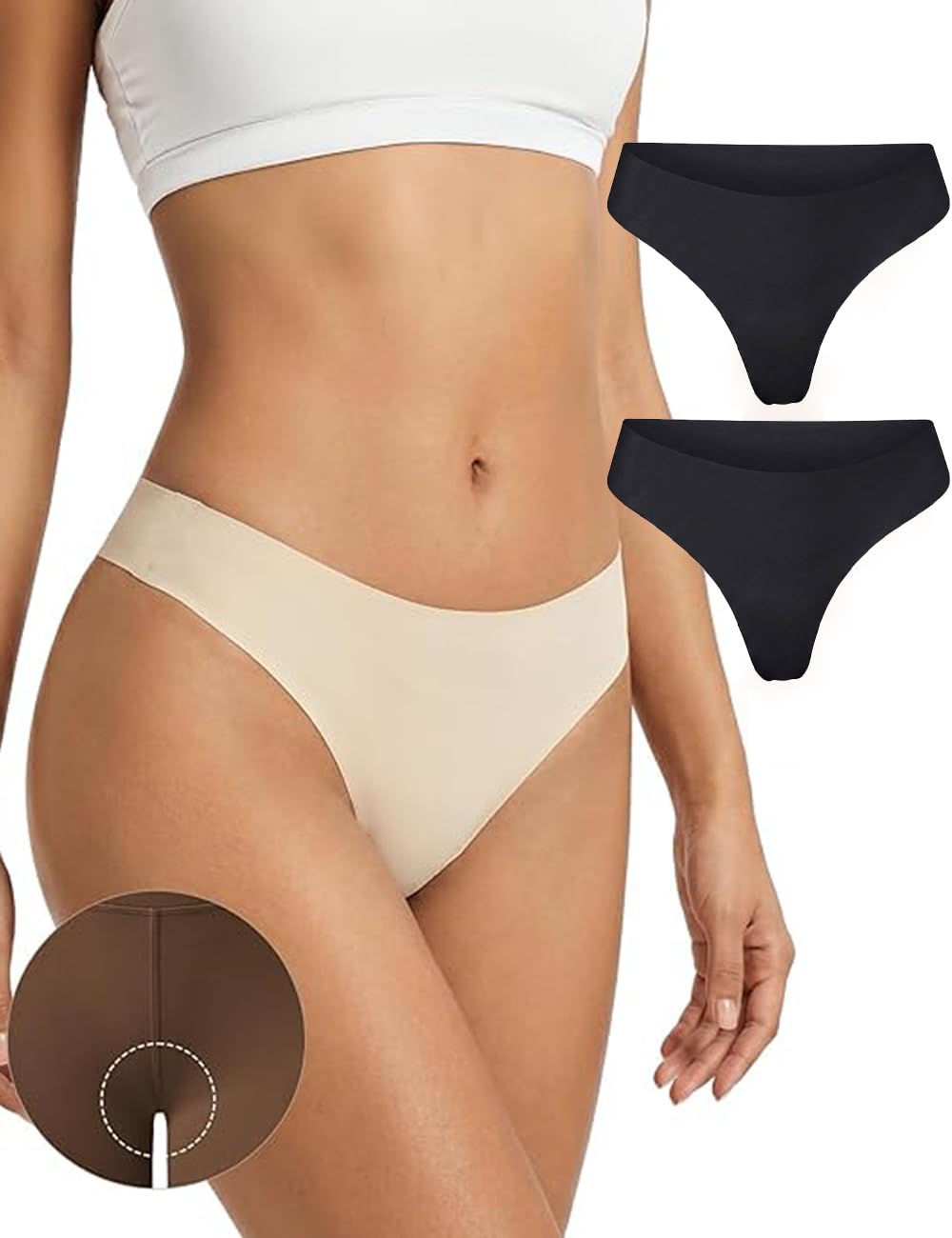 SPANFLEX Seamless No Show Thong for Women