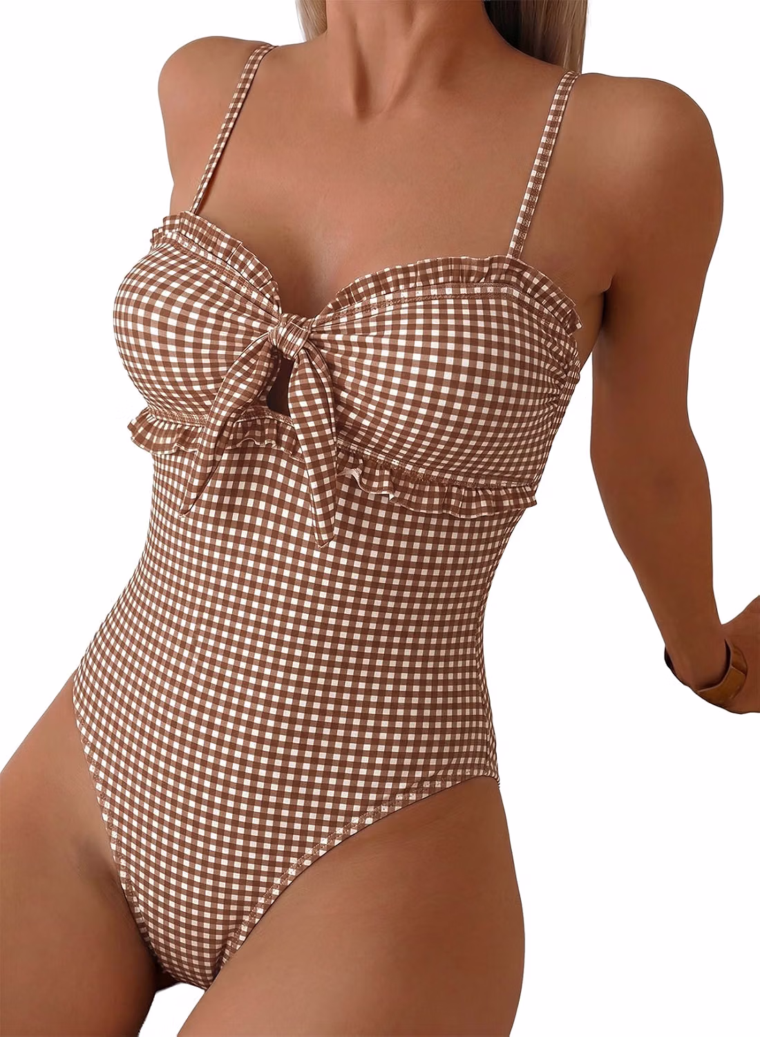 Herseas Women's Knotted Front One Piece Swimsuit