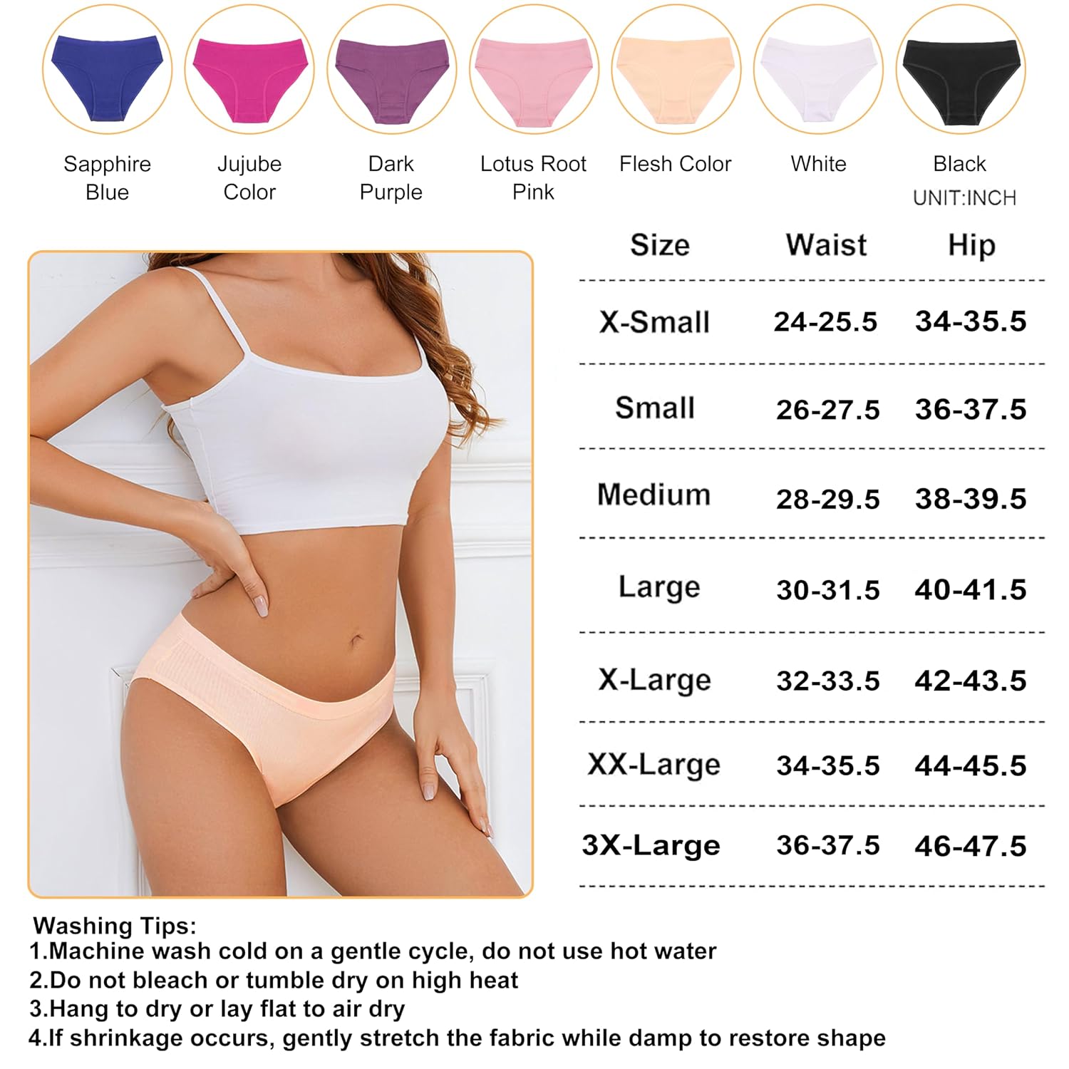 Dyienocs Ribbed Cotton Bikini Panties for Women — image 6