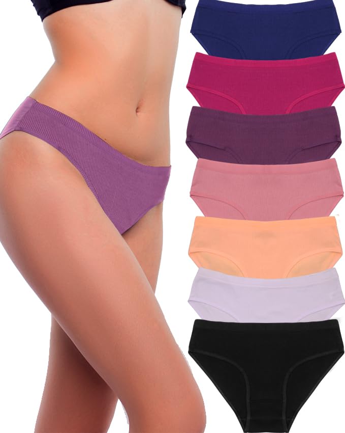 Dyienocs Ribbed Cotton Bikini Panties for Women — image 7