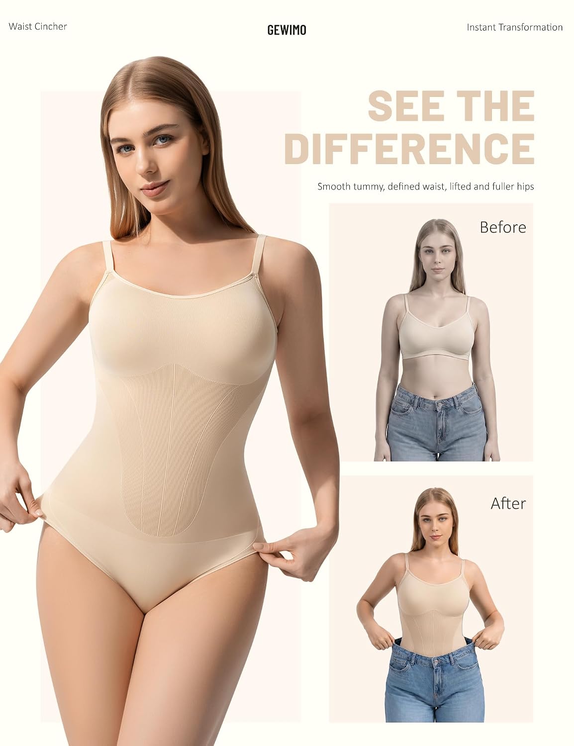 GEWIMO Seamless Tummy Control Shapewear Bodysuit — image 5