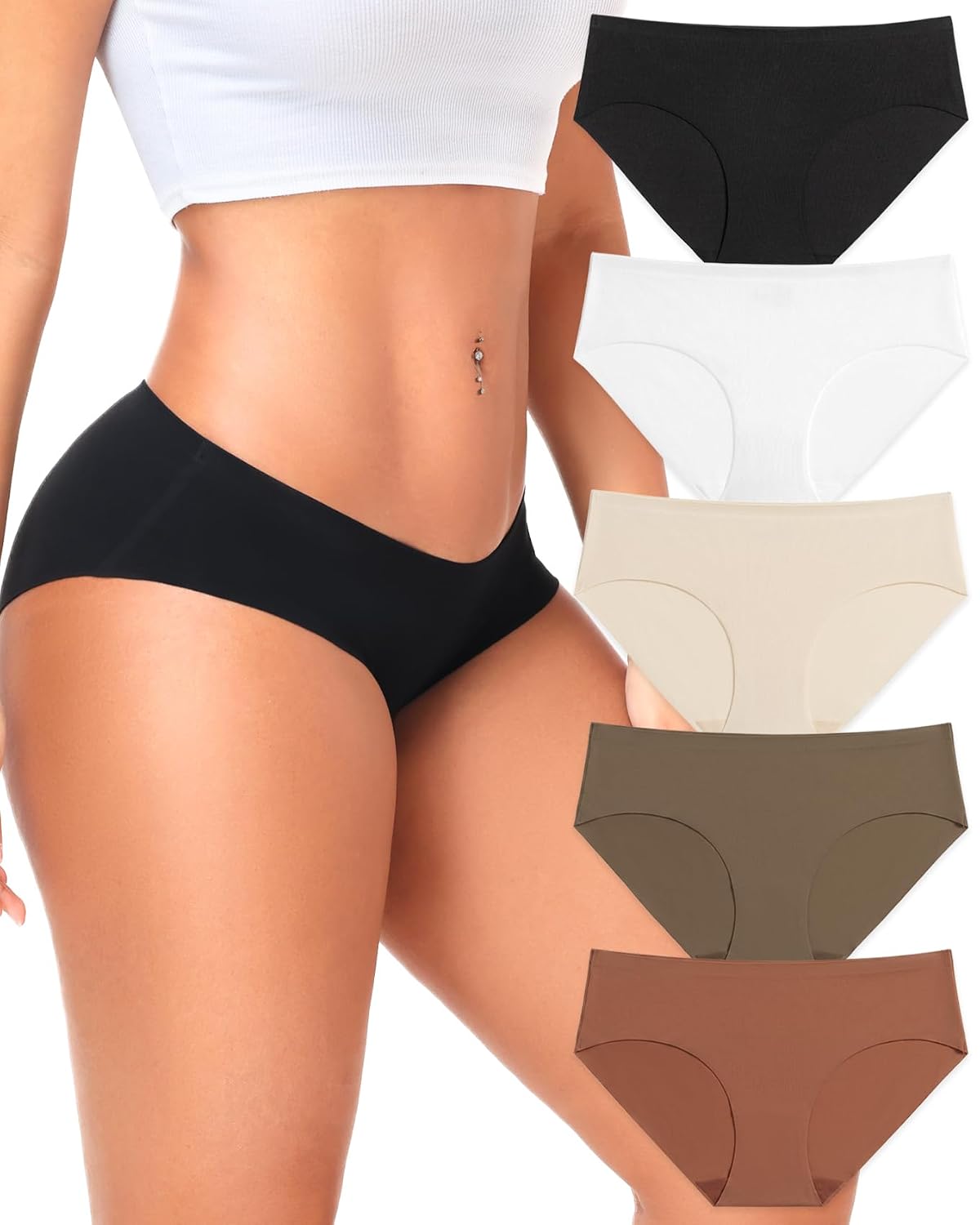 ARMOROSE Cotton Seamless Hipster Panties 5-Pack