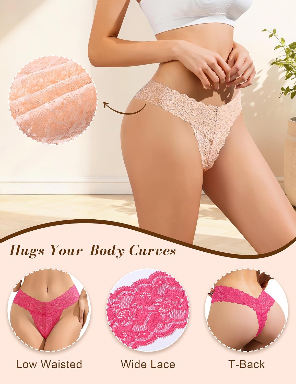 Ocojoce Lace Low Rise T-Back Thong Pack — image 4