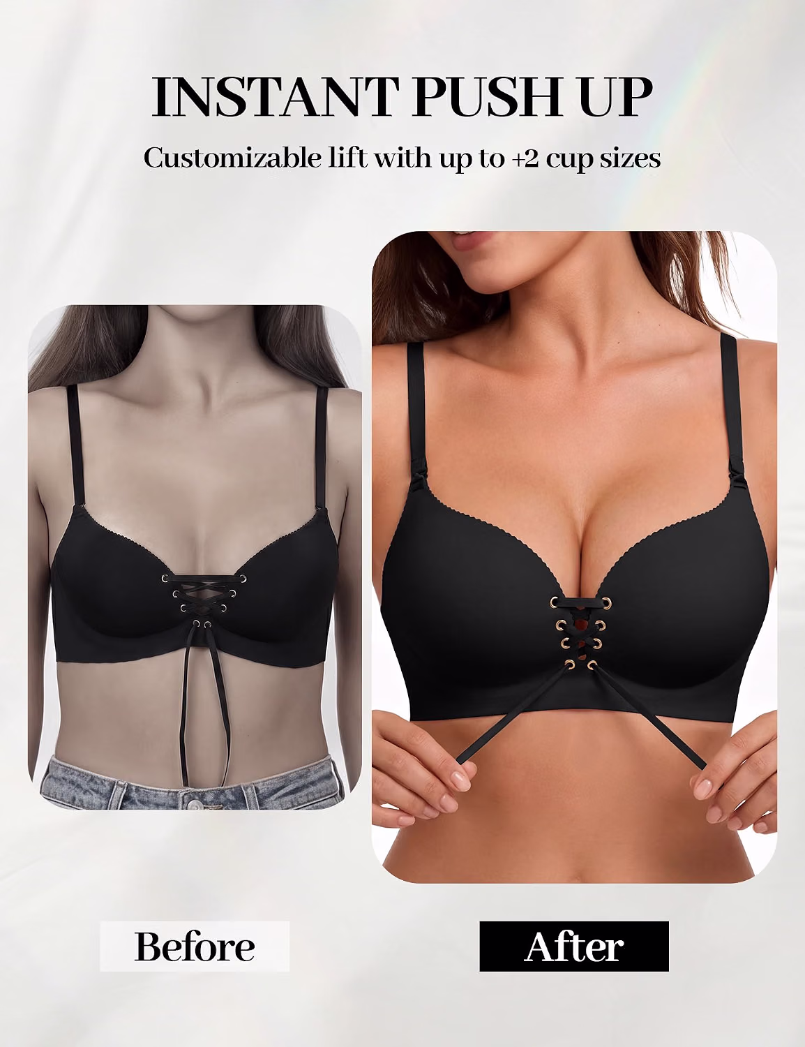 LUCKMEEY Wireless Lace-Up Push Up Bra — image 2