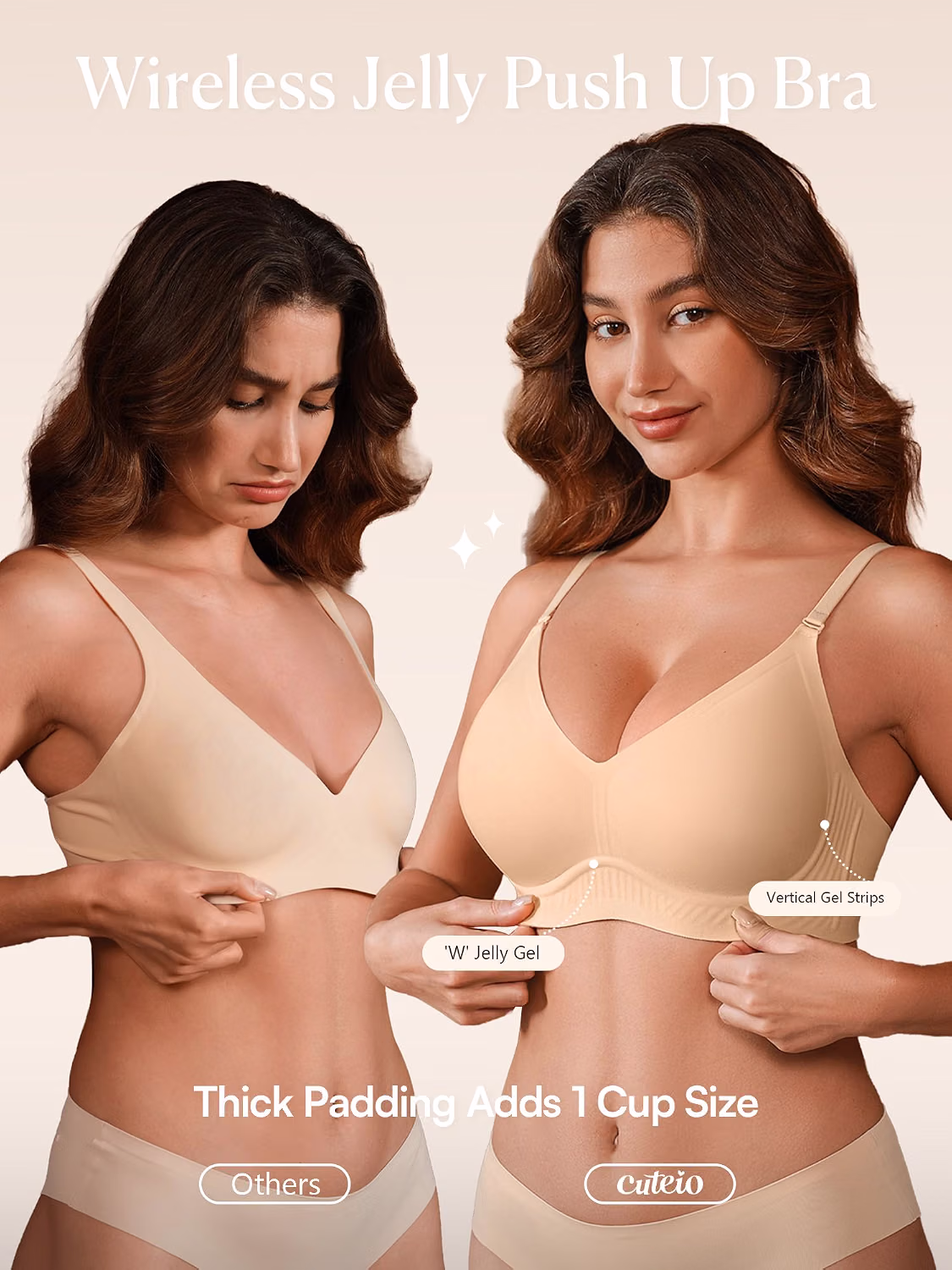 Cuteio Wireless Push Up Jelly Seamless Bra — image 2