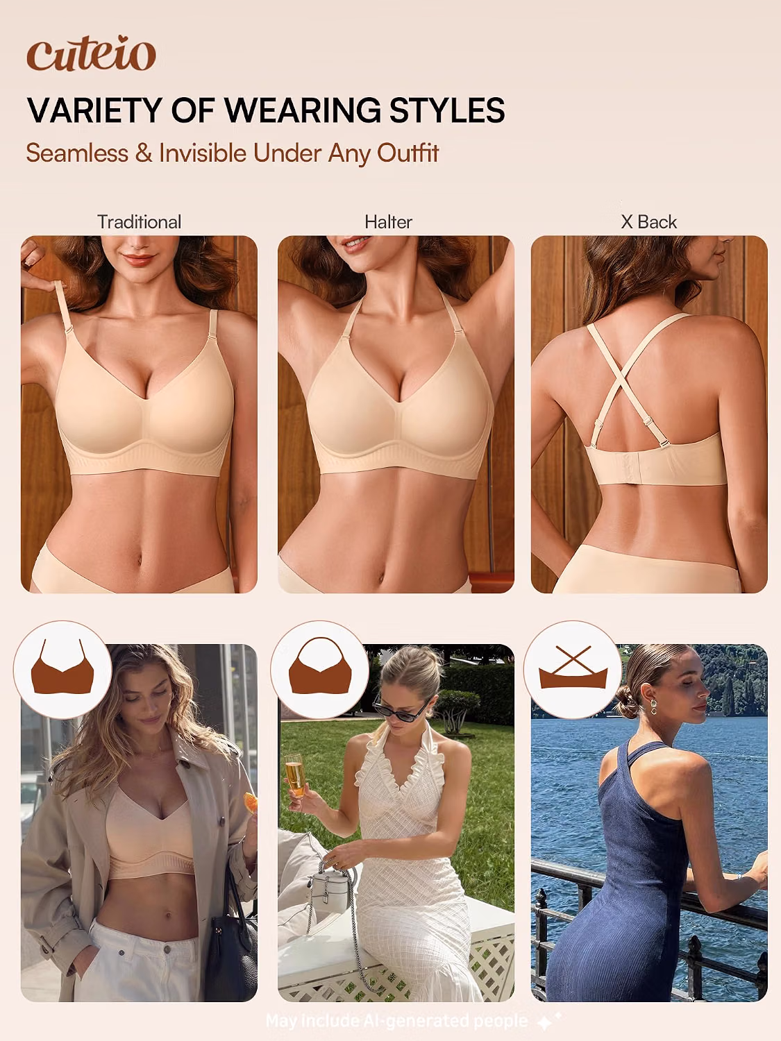 Cuteio Wireless Push Up Jelly Seamless Bra — image 6