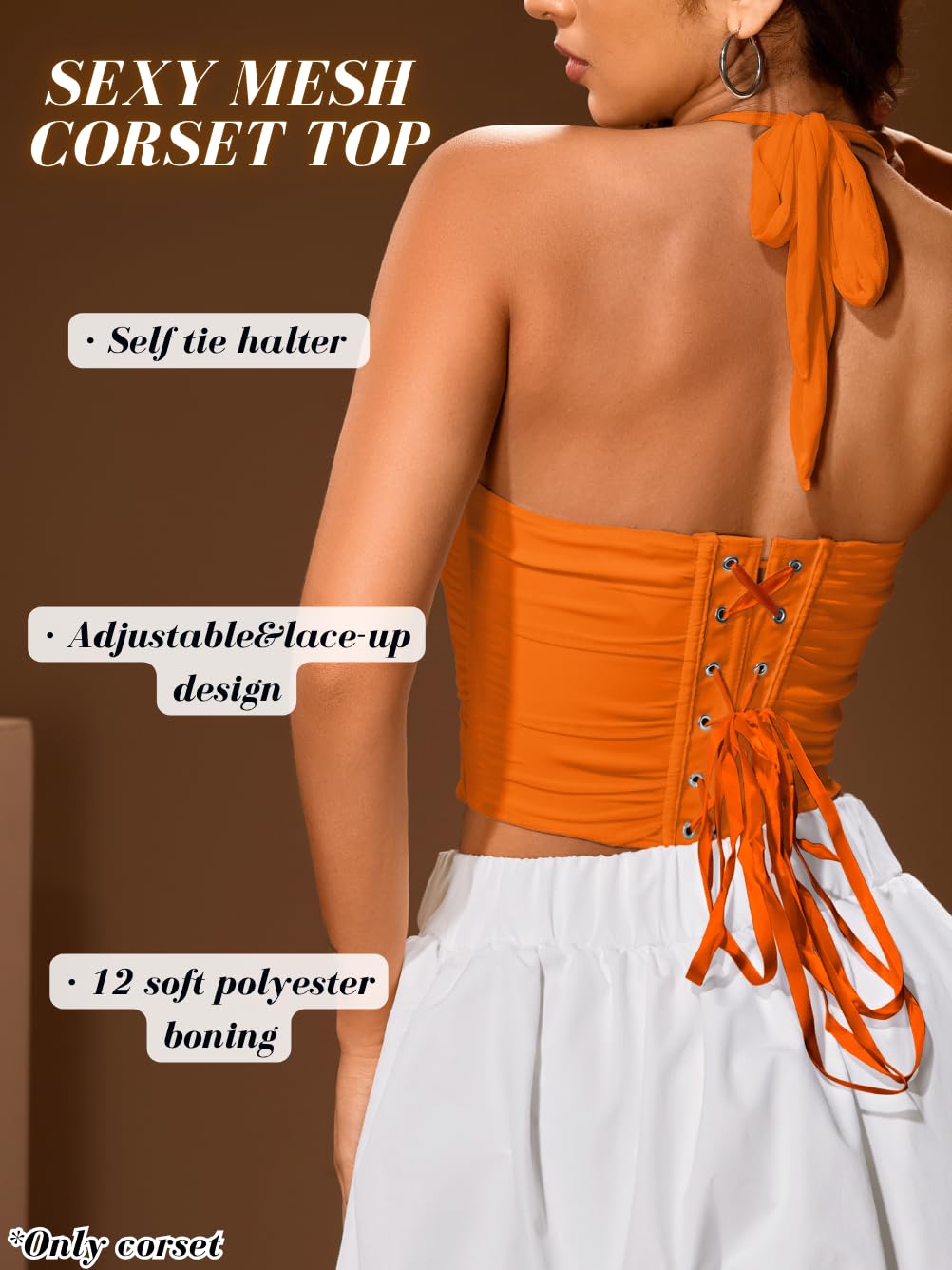 ChiaoLezhee Women's Halter Mesh Corset Crop Top — image 2