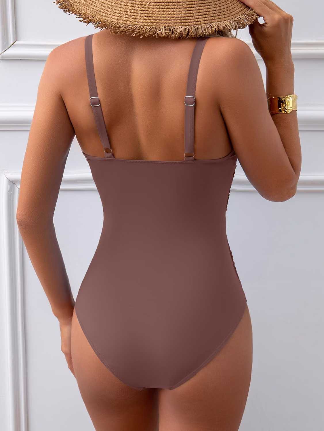 Women's Mesh Tummy Control V Neck One Piece Swimsuit — image 4