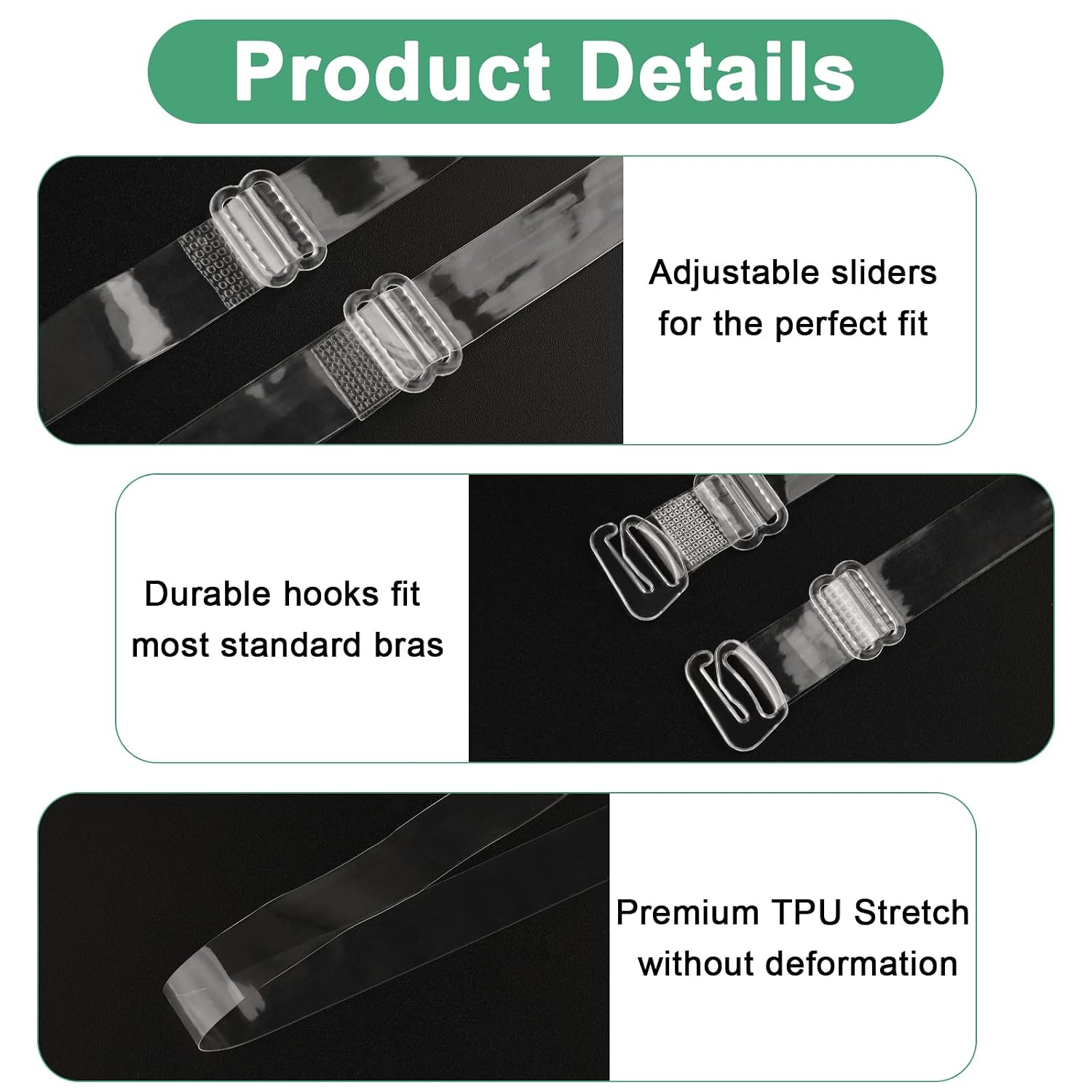 Meliya Adjustable Invisible Non-Slip Bra Straps — image 3