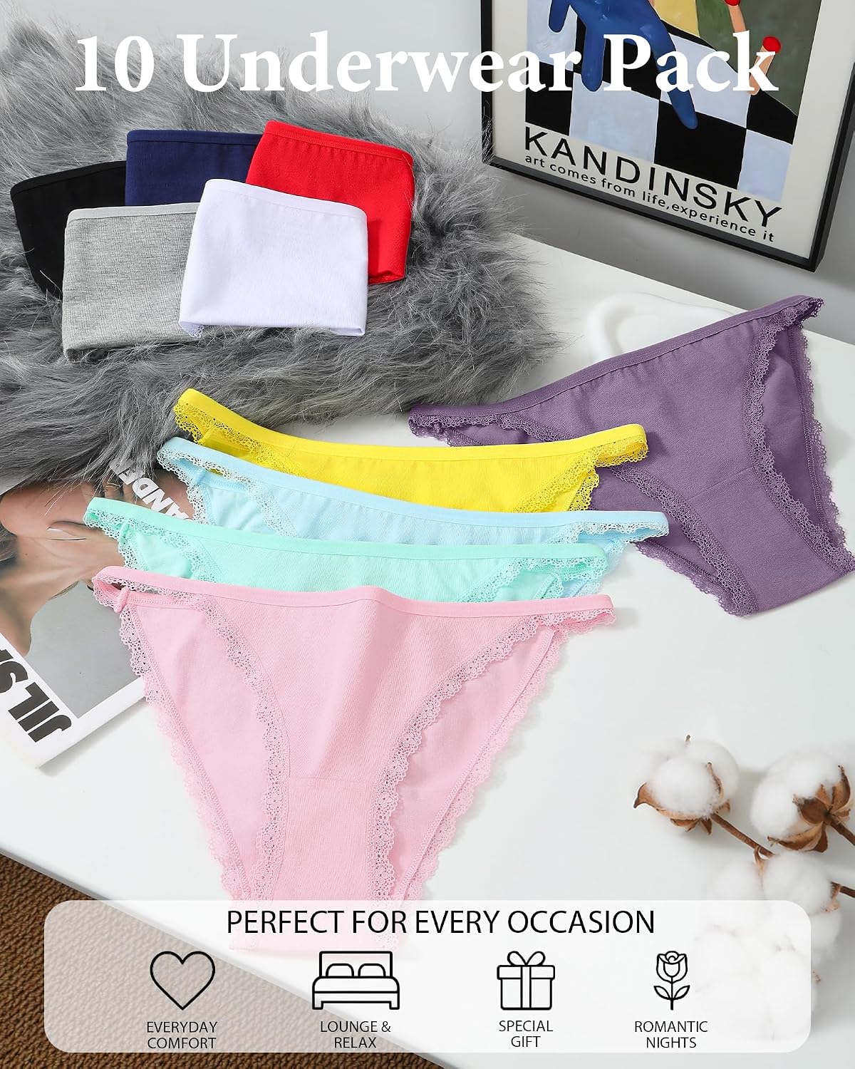 jujucute Women's Cotton Lace Brazilian Hipster Panties — image 4