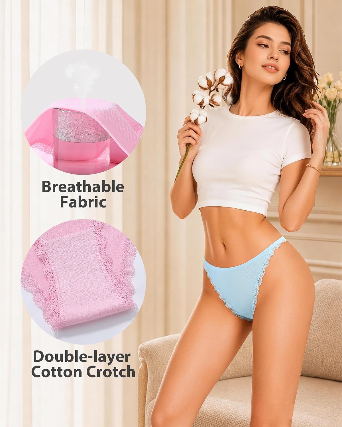 jujucute Women's Cotton Lace Brazilian Hipster Panties — image 5
