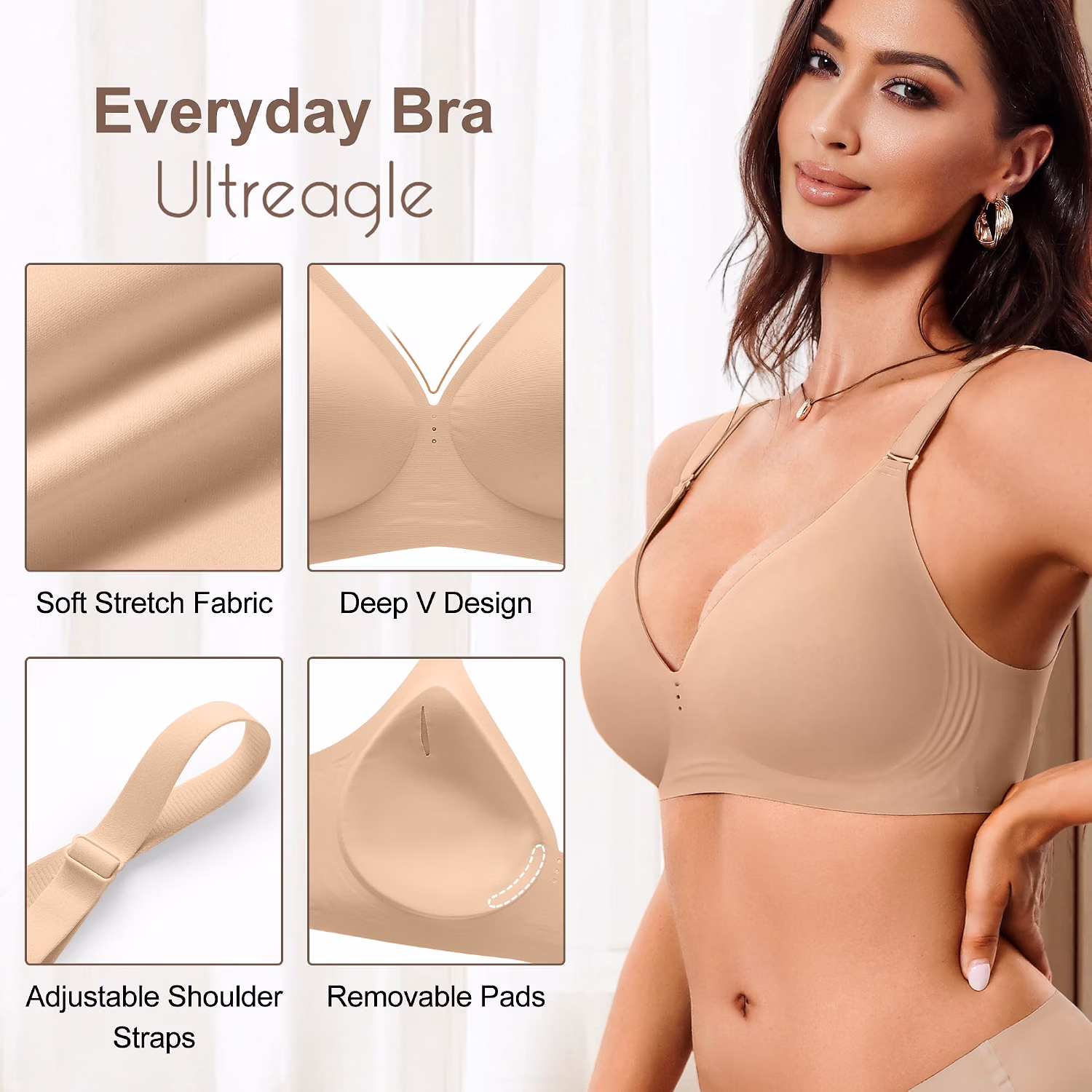 ULTREAGLE Wireless Seamless Jelly Push Up Bra — image 3