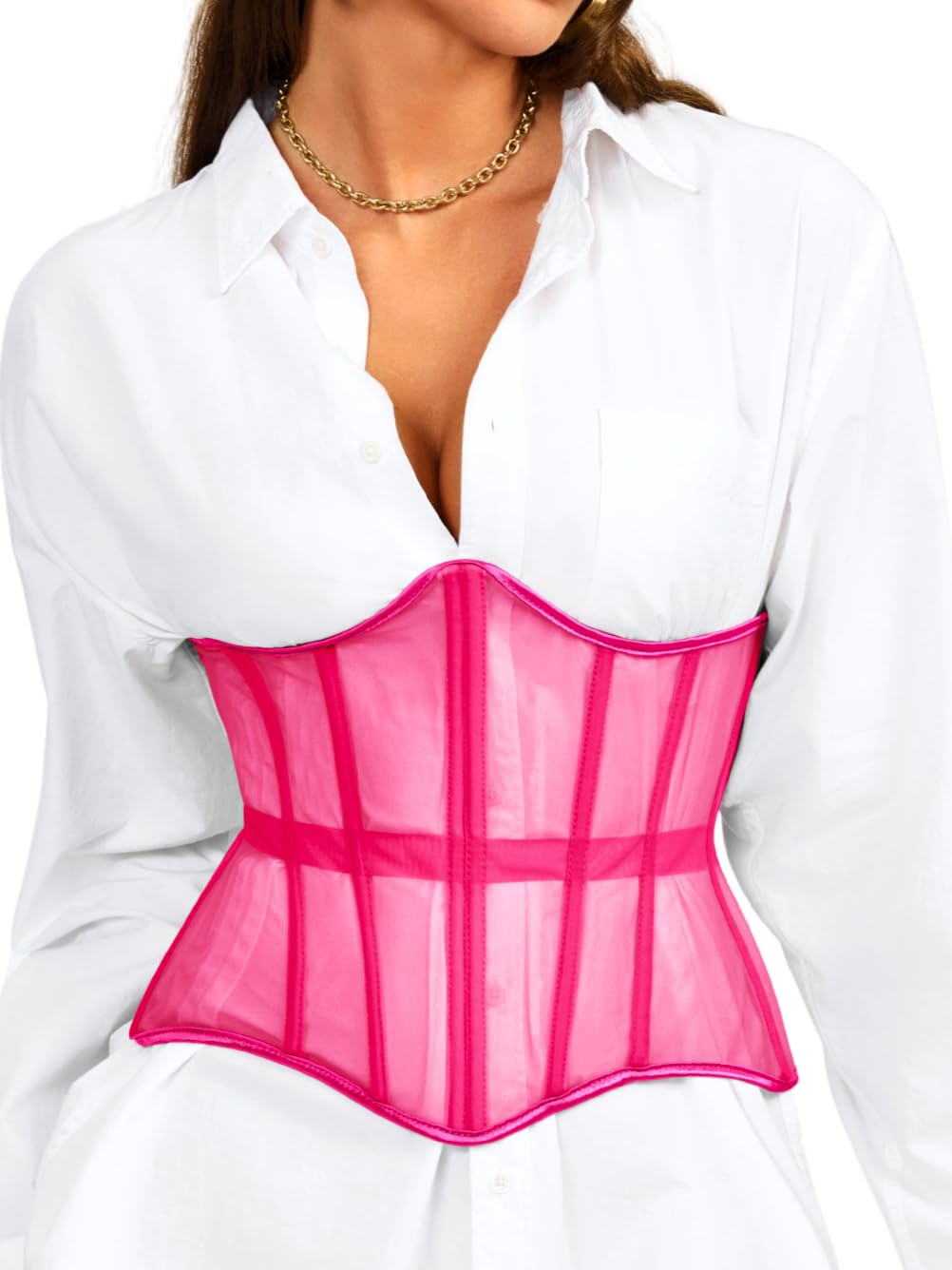 ChiaoLezhee Mesh Lace-Up Underbust Corset Belt
