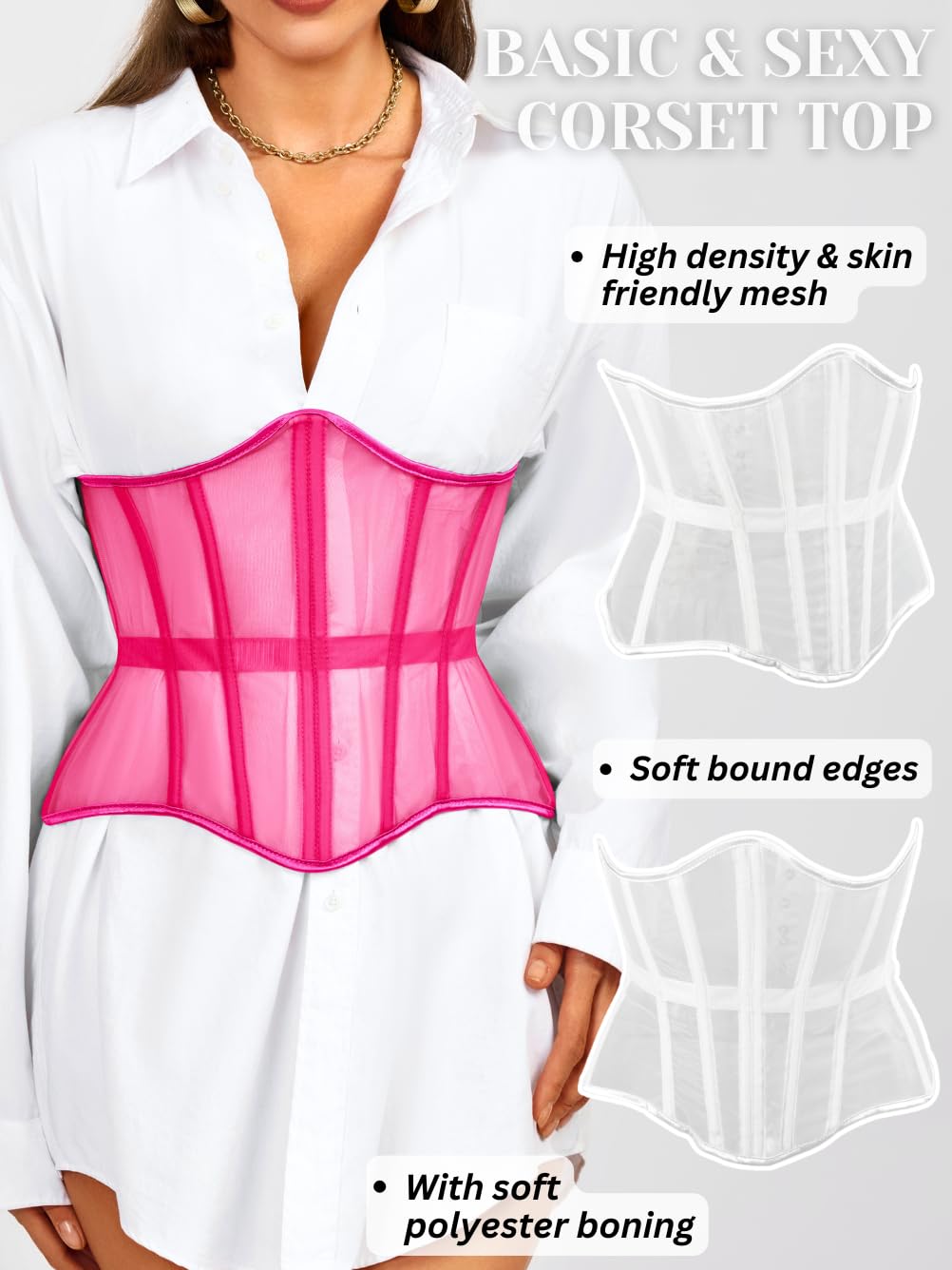 ChiaoLezhee Mesh Lace-Up Underbust Corset Belt — image 2