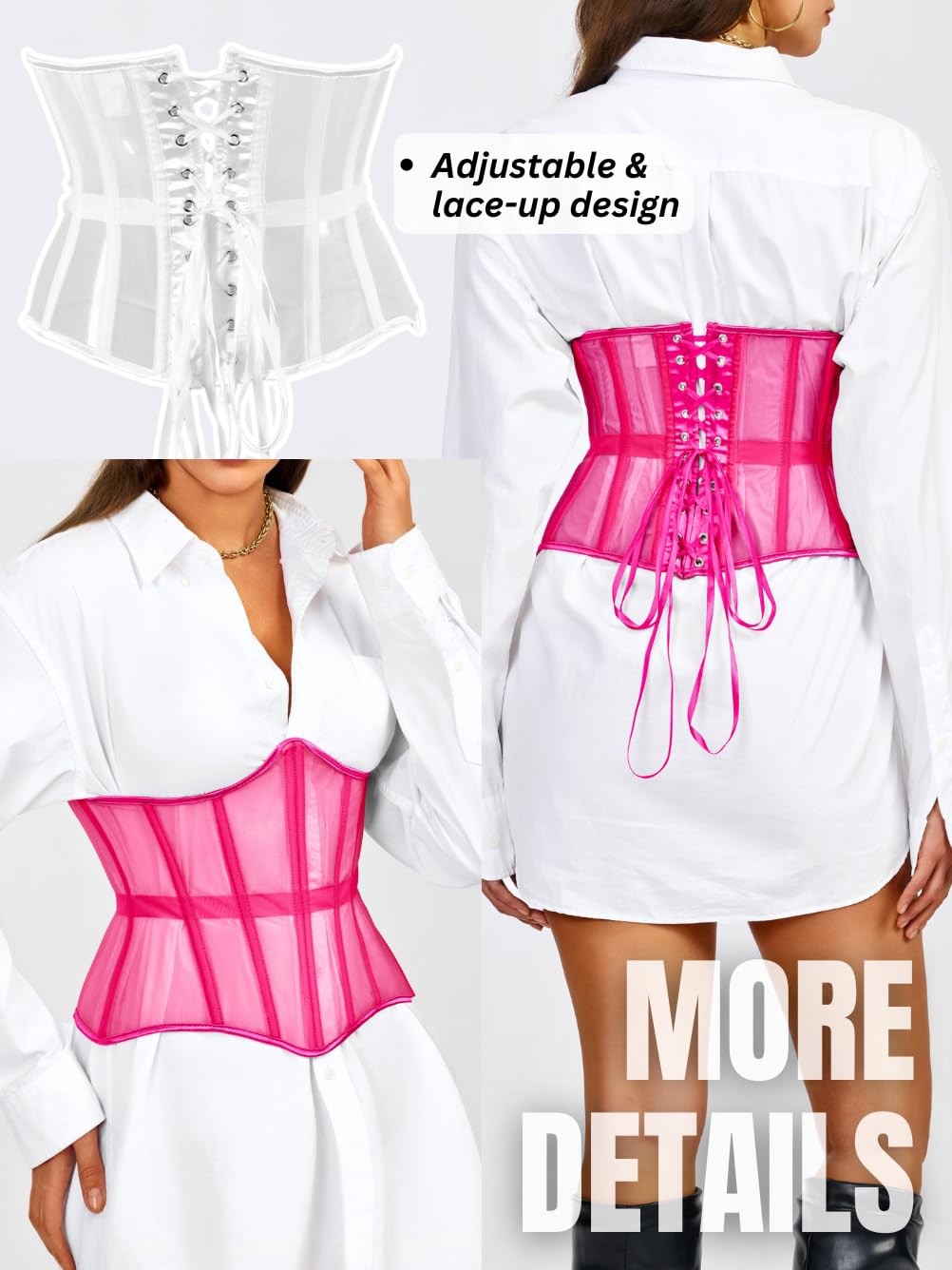 ChiaoLezhee Mesh Lace-Up Underbust Corset Belt — image 3