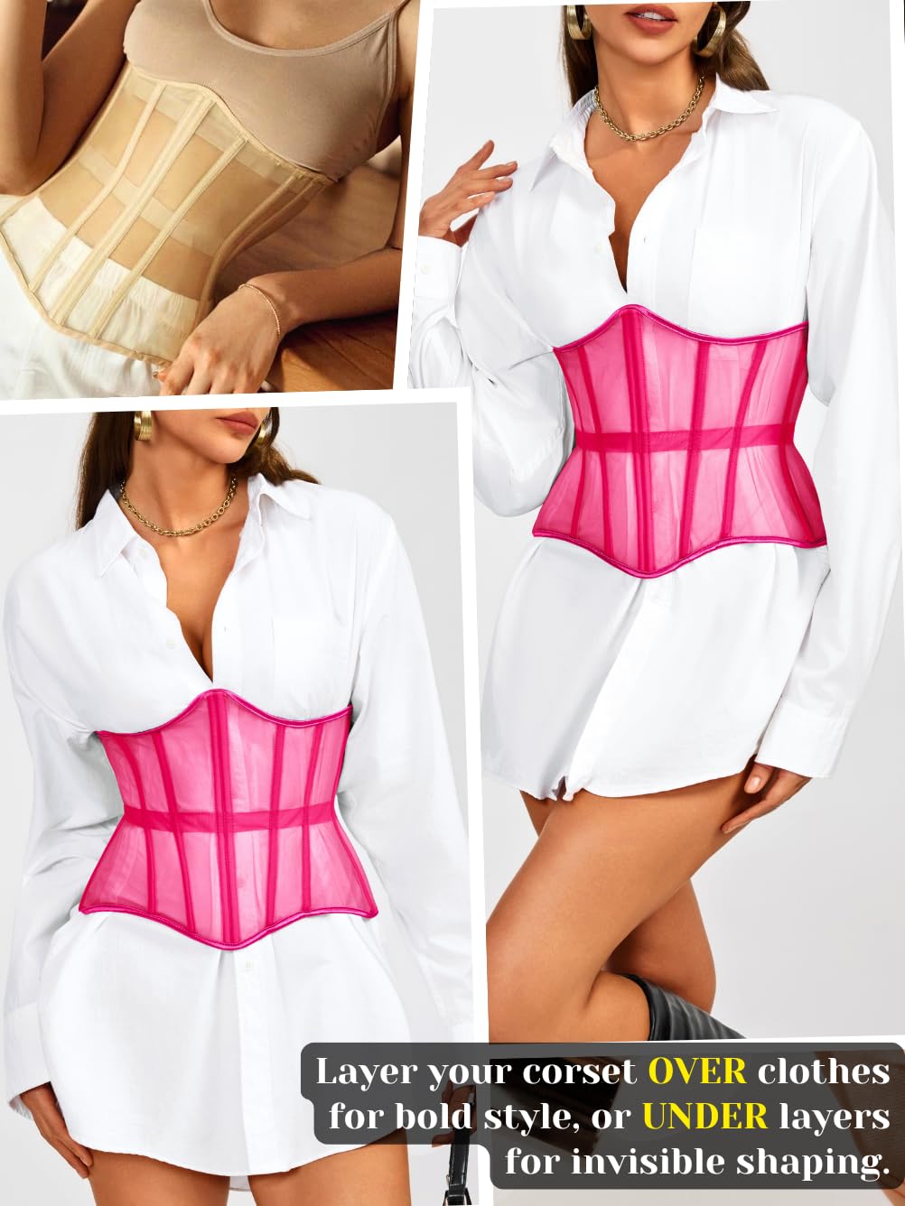 ChiaoLezhee Mesh Lace-Up Underbust Corset Belt — image 4