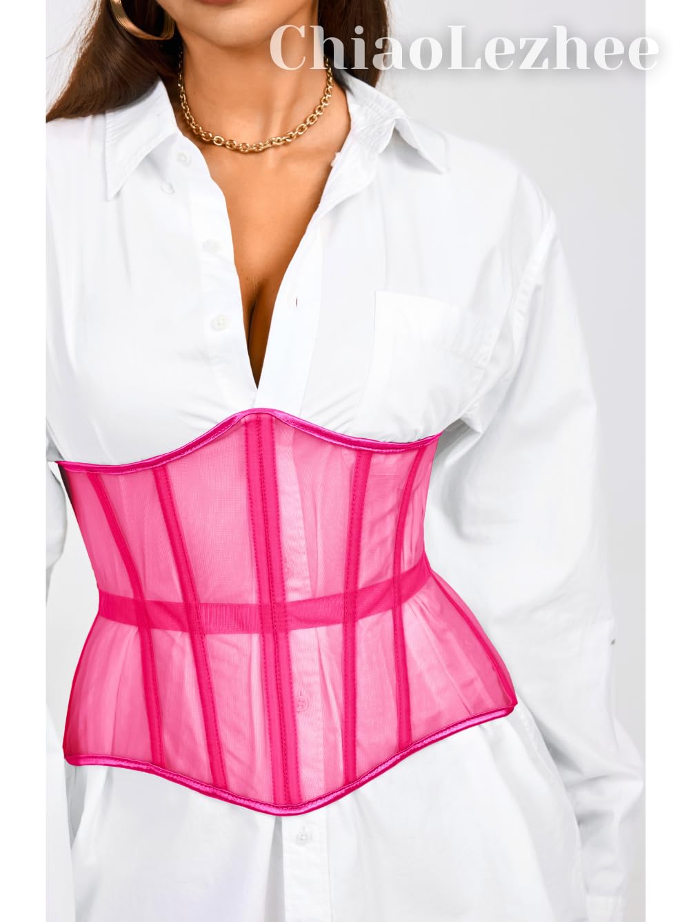 ChiaoLezhee Mesh Lace-Up Underbust Corset Belt — image 5