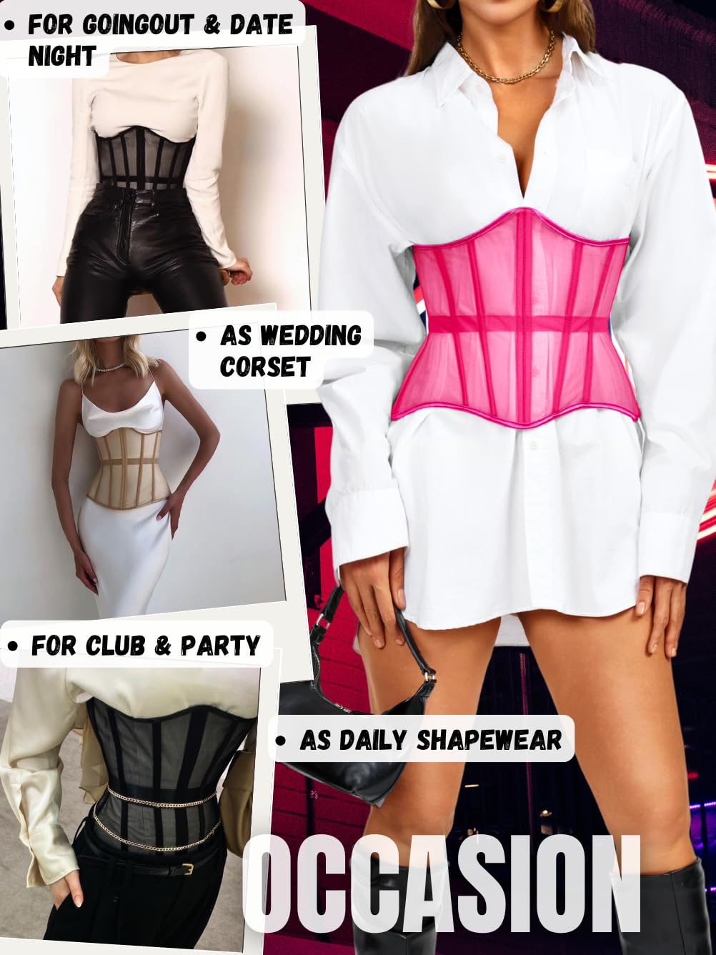 ChiaoLezhee Mesh Lace-Up Underbust Corset Belt — image 7
