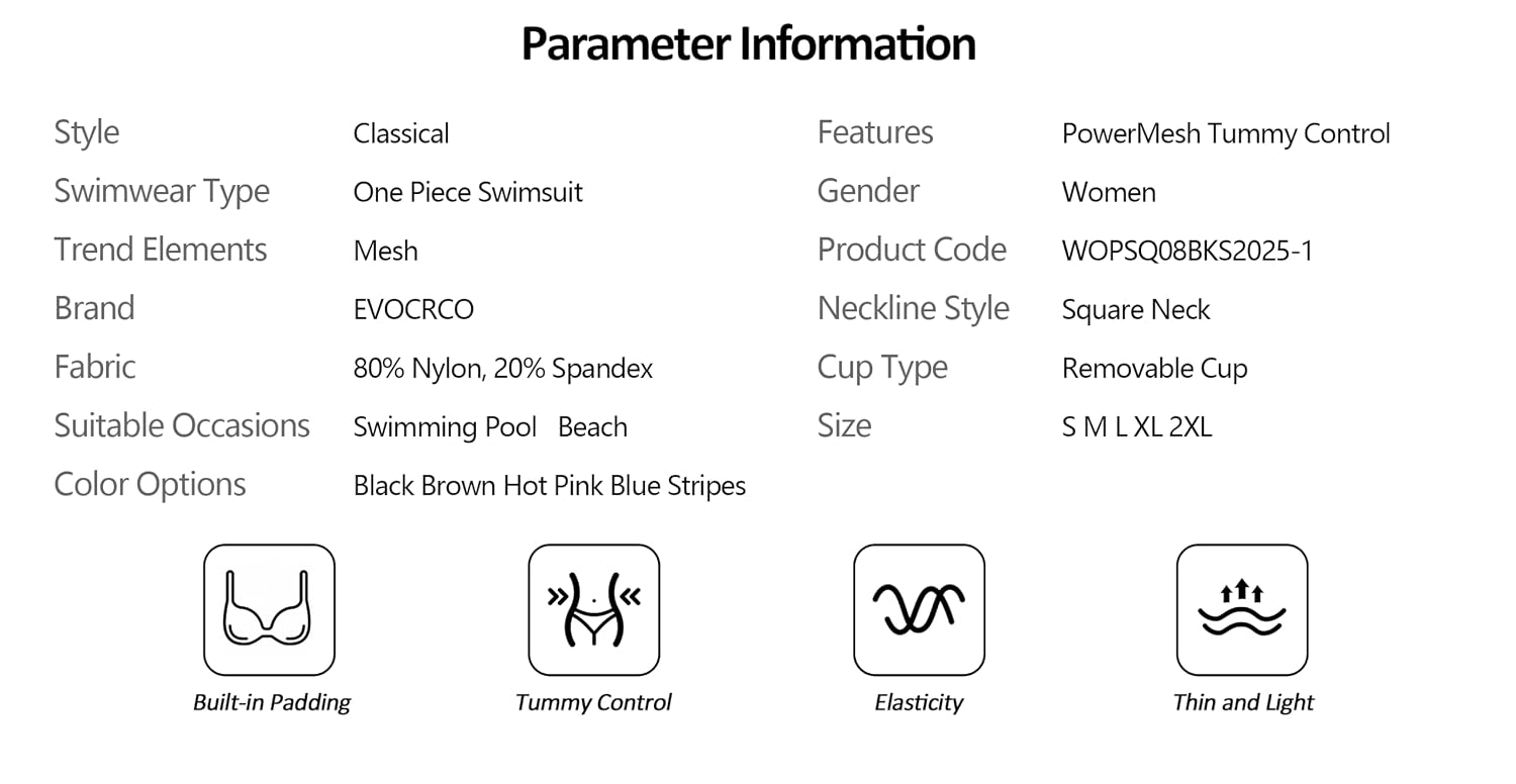 EVOCRCO Square Neck Tummy Control Swimsuit — image 5