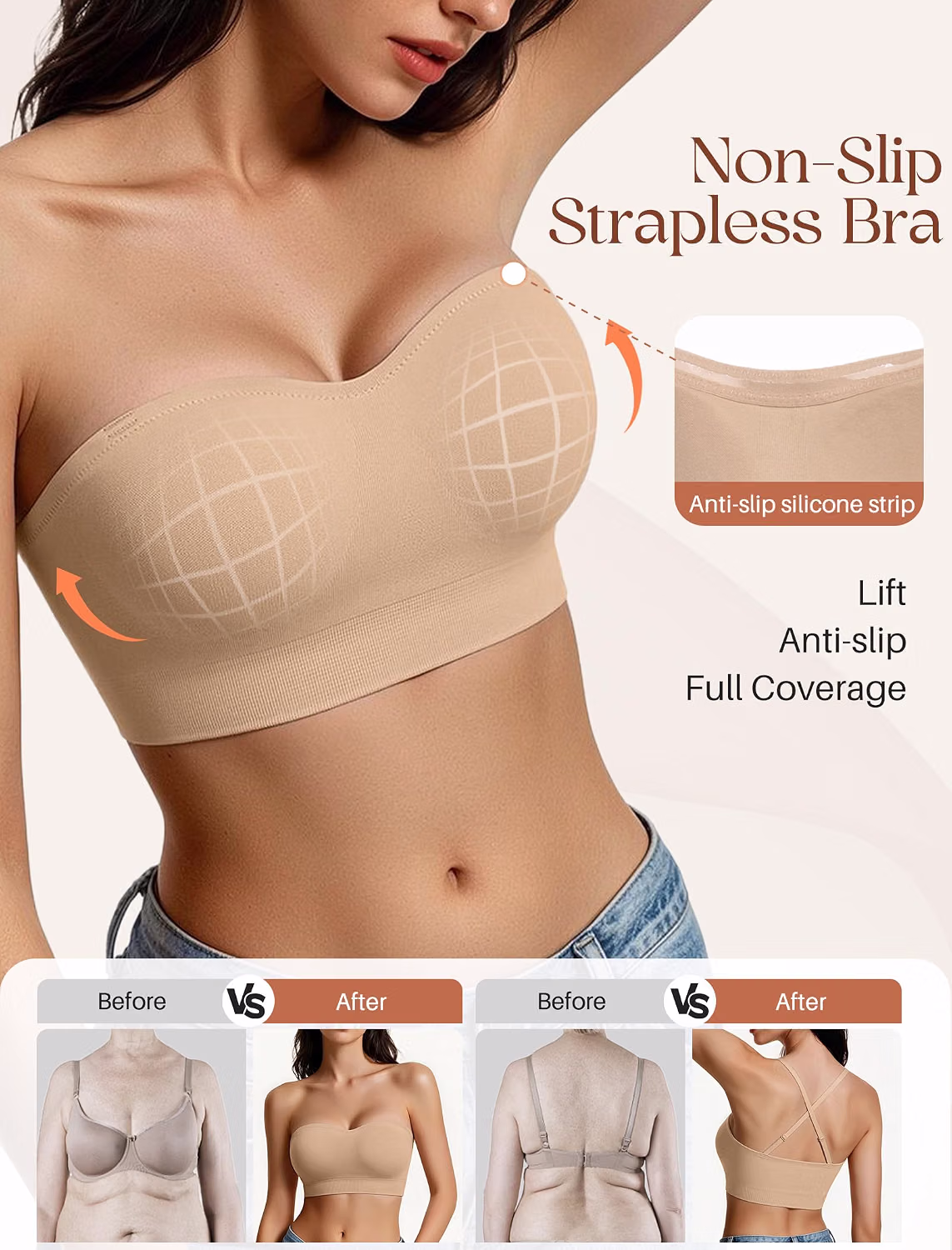Showyoo Non-Slip Seamless Strapless Bra — image 2