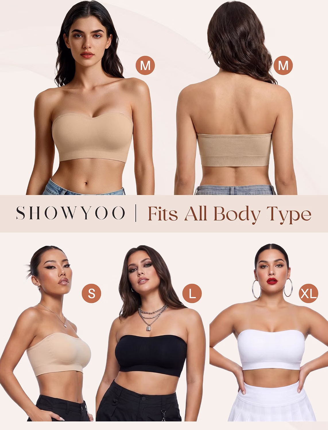 Showyoo Non-Slip Seamless Strapless Bra — image 5