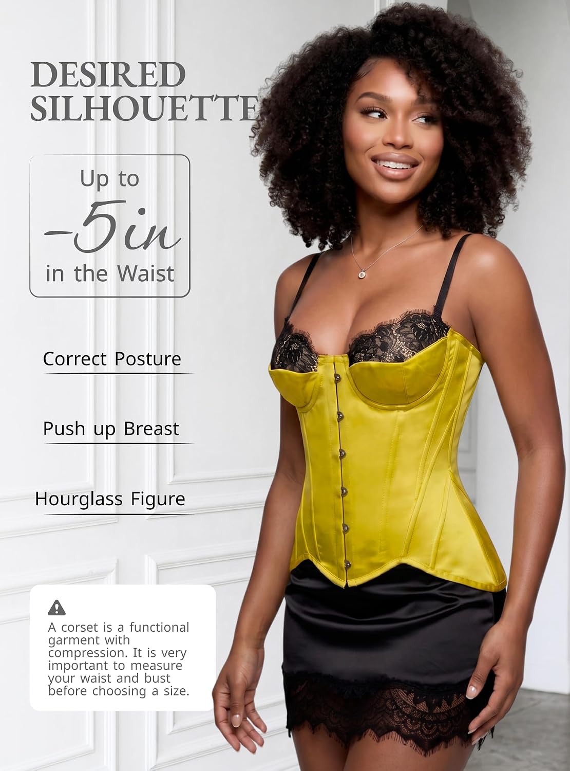 WS Waist Secrets Overbust Satin Corset with Lace Up Back — image 2