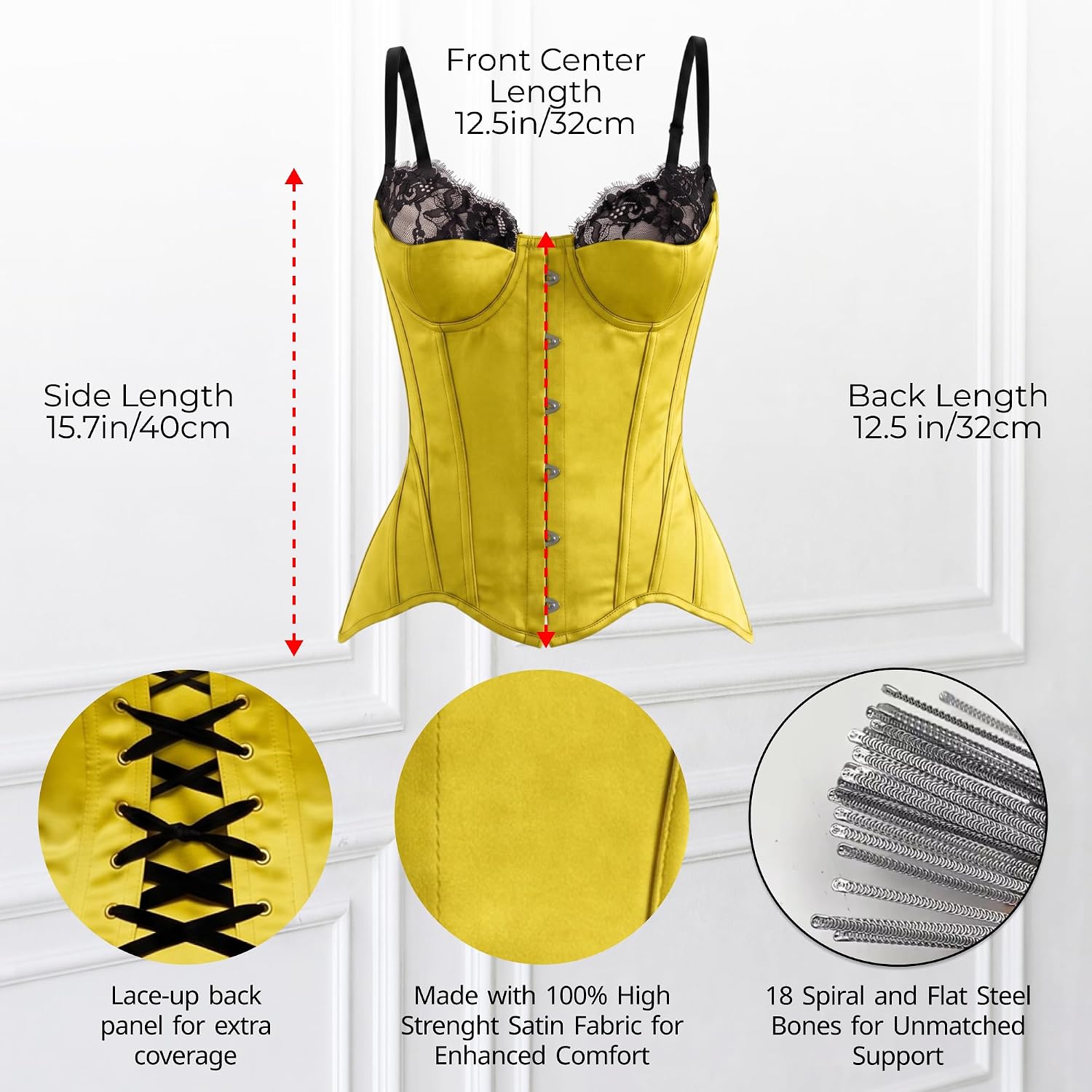 WS Waist Secrets Overbust Satin Corset with Lace Up Back — image 6