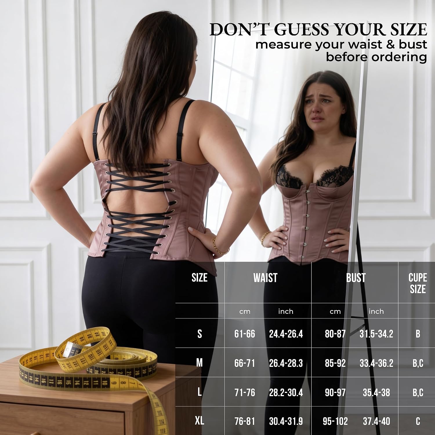 WS Waist Secrets Overbust Satin Corset with Lace Up Back — image 7