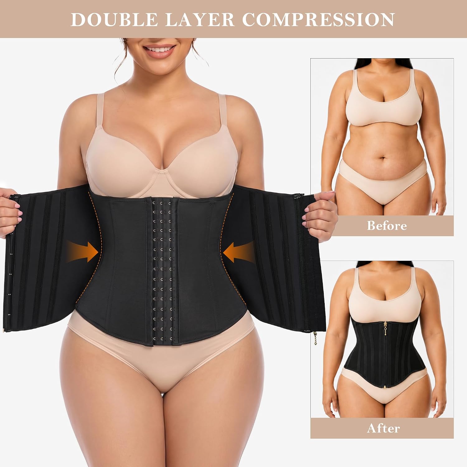 YIANNA Waist Trainer Corset with Zipper — image 2