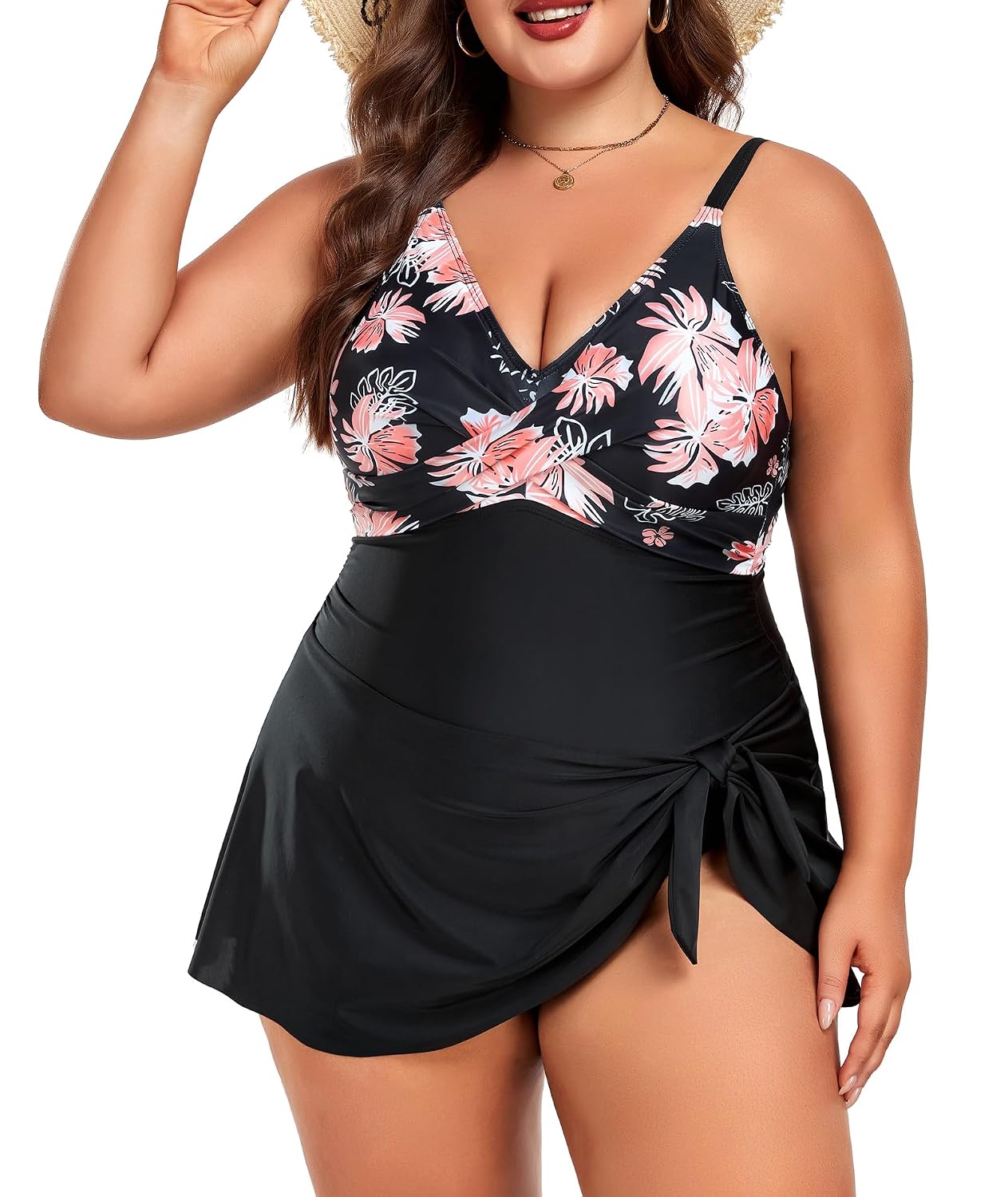 MFAVIP Plus Size Swim Dress with Tummy Control