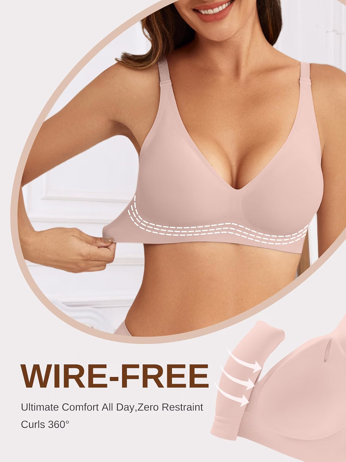 CINOON Women's Wireless Jelly Full Support Deep V Bralette — image 3
