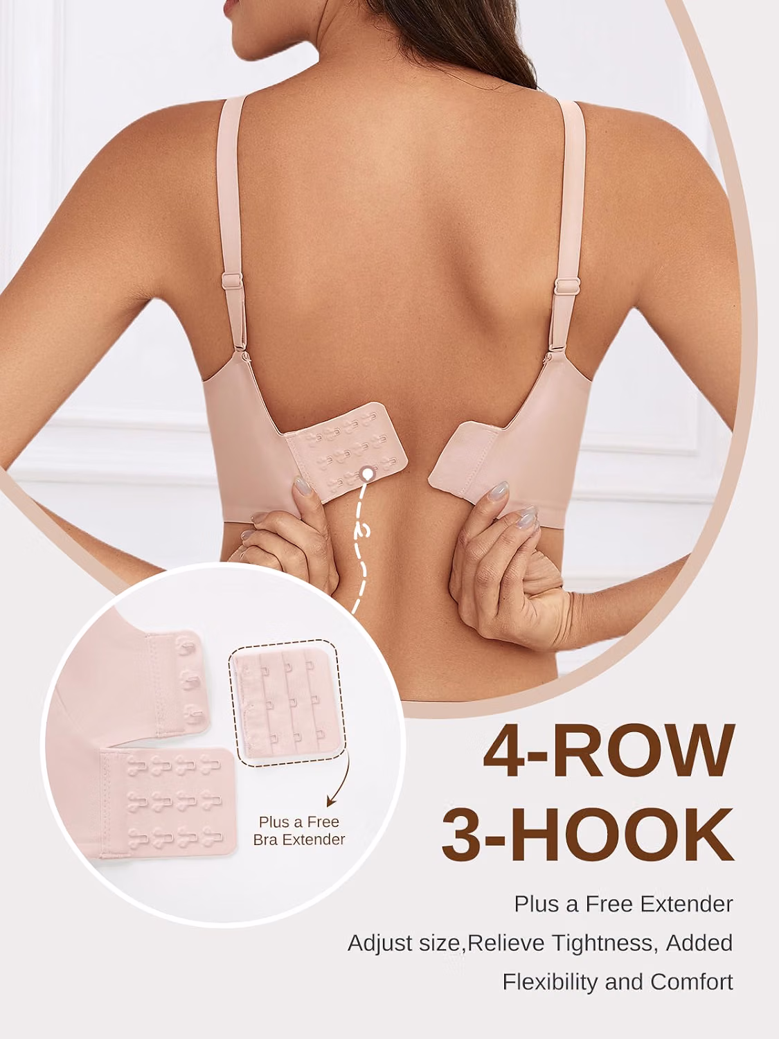 CINOON Women's Wireless Jelly Full Support Deep V Bralette — image 4