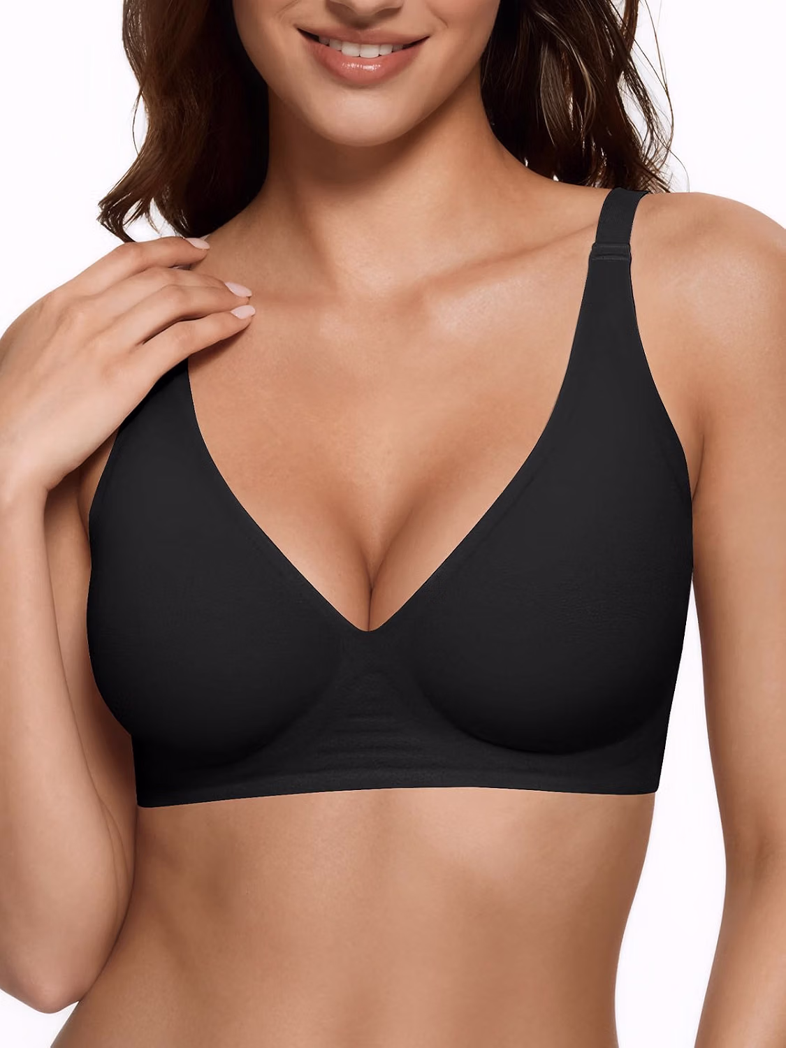CINOON Women's Wireless Jelly Full Support Deep V Bralette — image 8