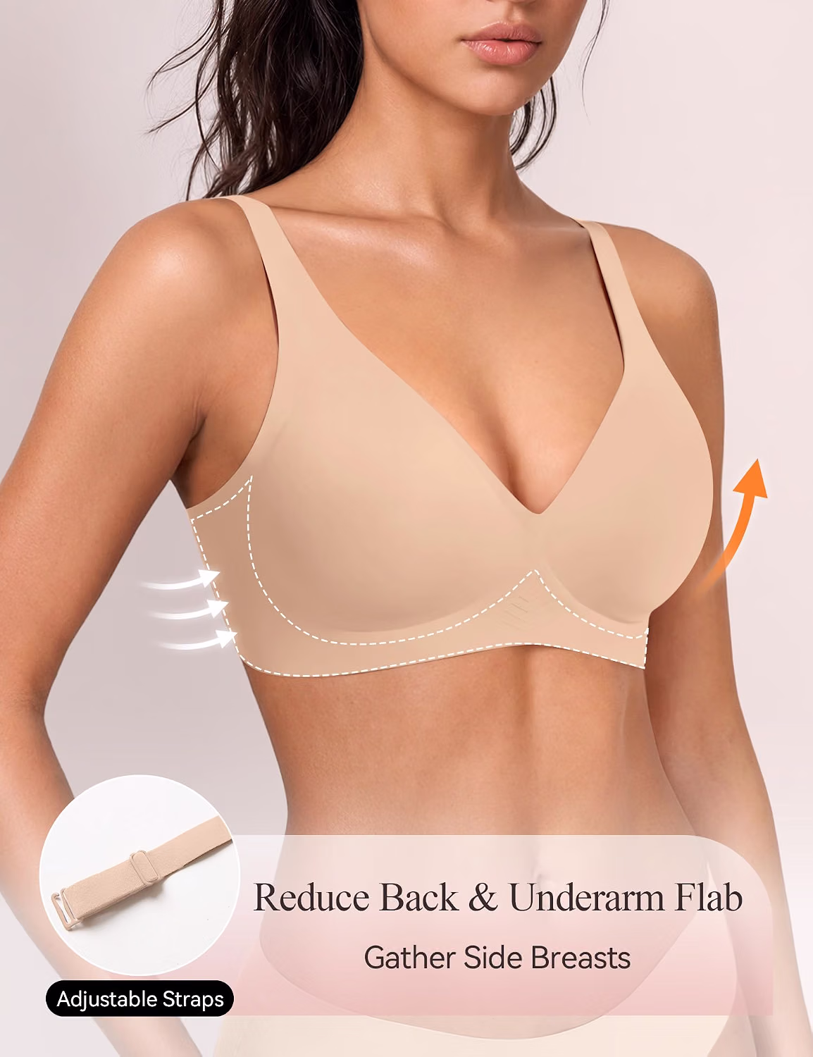 LUCKMEEY Deep V Wireless Push Up Plunge Bra — image 4